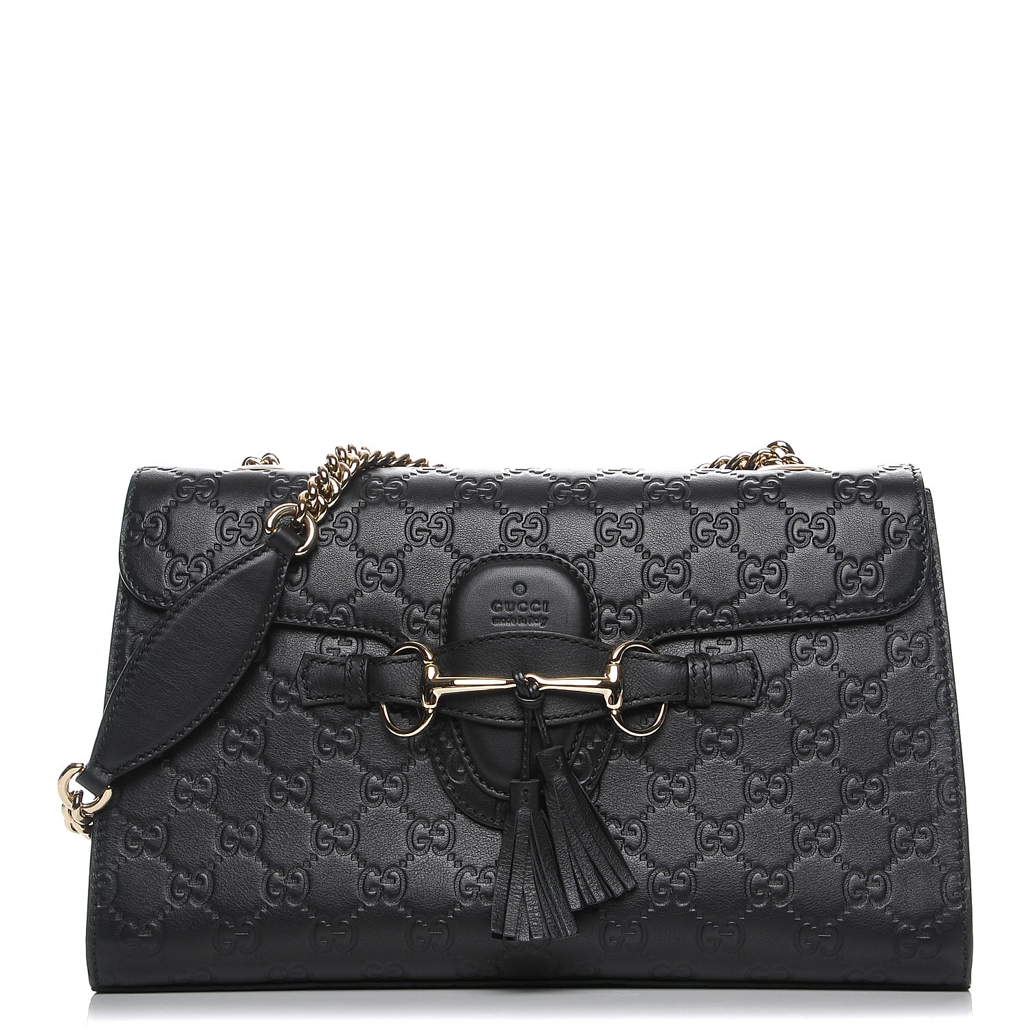 GUCCI Guccissima Medium Emily Chain Shoulder Bag Black 208696