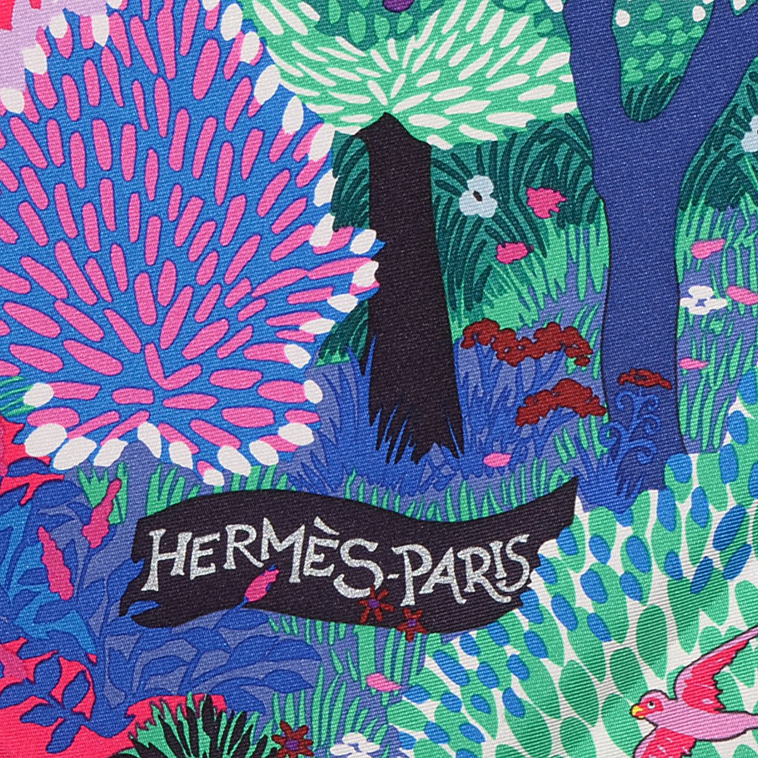 HERMES Silk Dans Un Jardin Anglais Scarf 90 93230