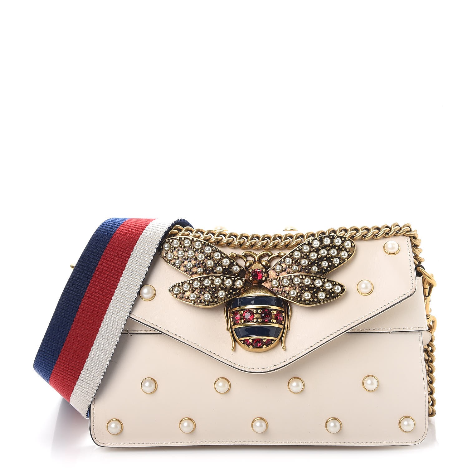 Gucci Calfskin Broadway Bee Mini Bag White 264631