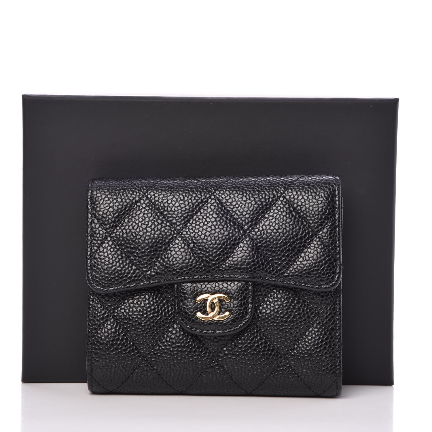 chanel compact wallet caviar