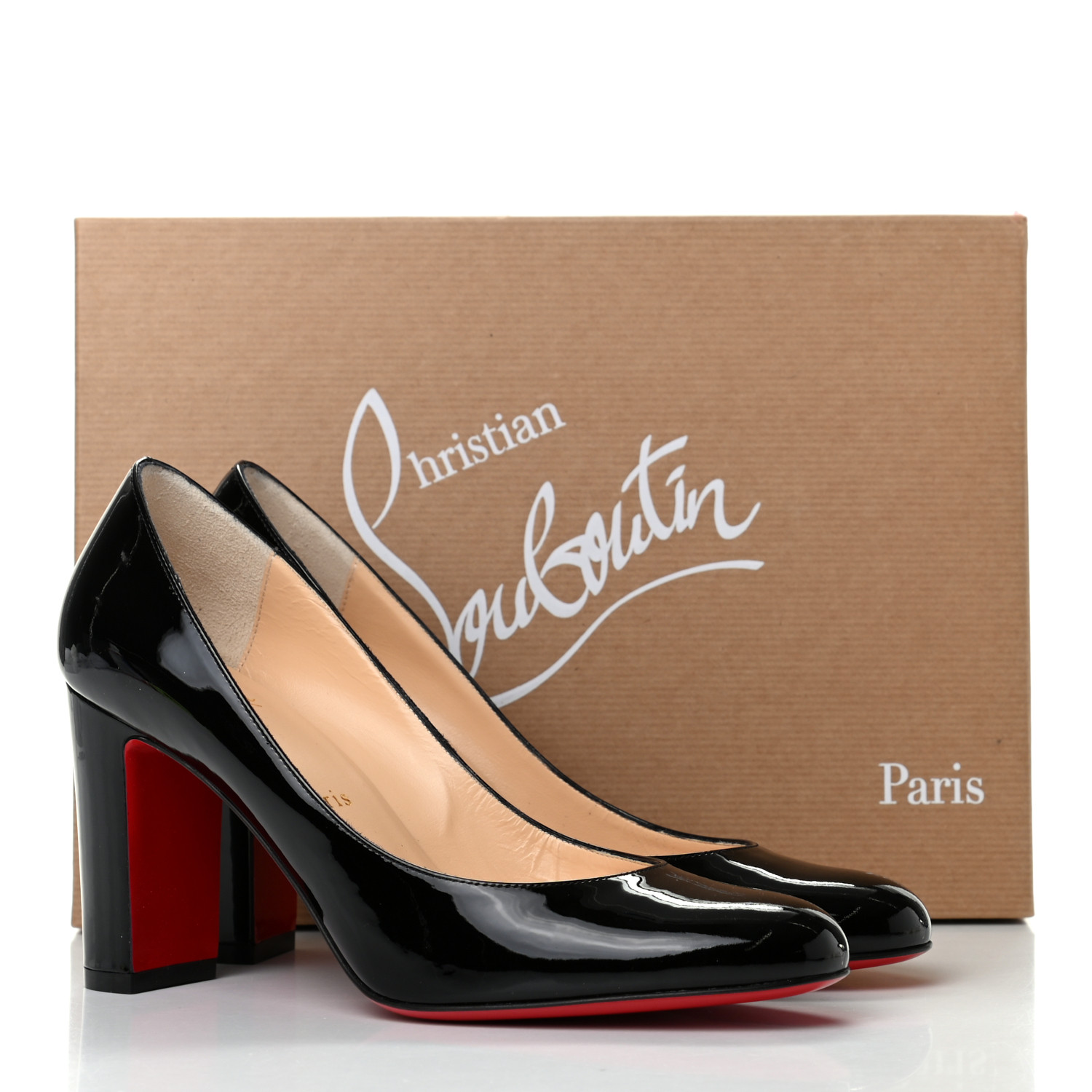 CHRISTIAN LOUBOUTIN Patent Lady Gena 85 Pumps 36.5 Black 783806 ...