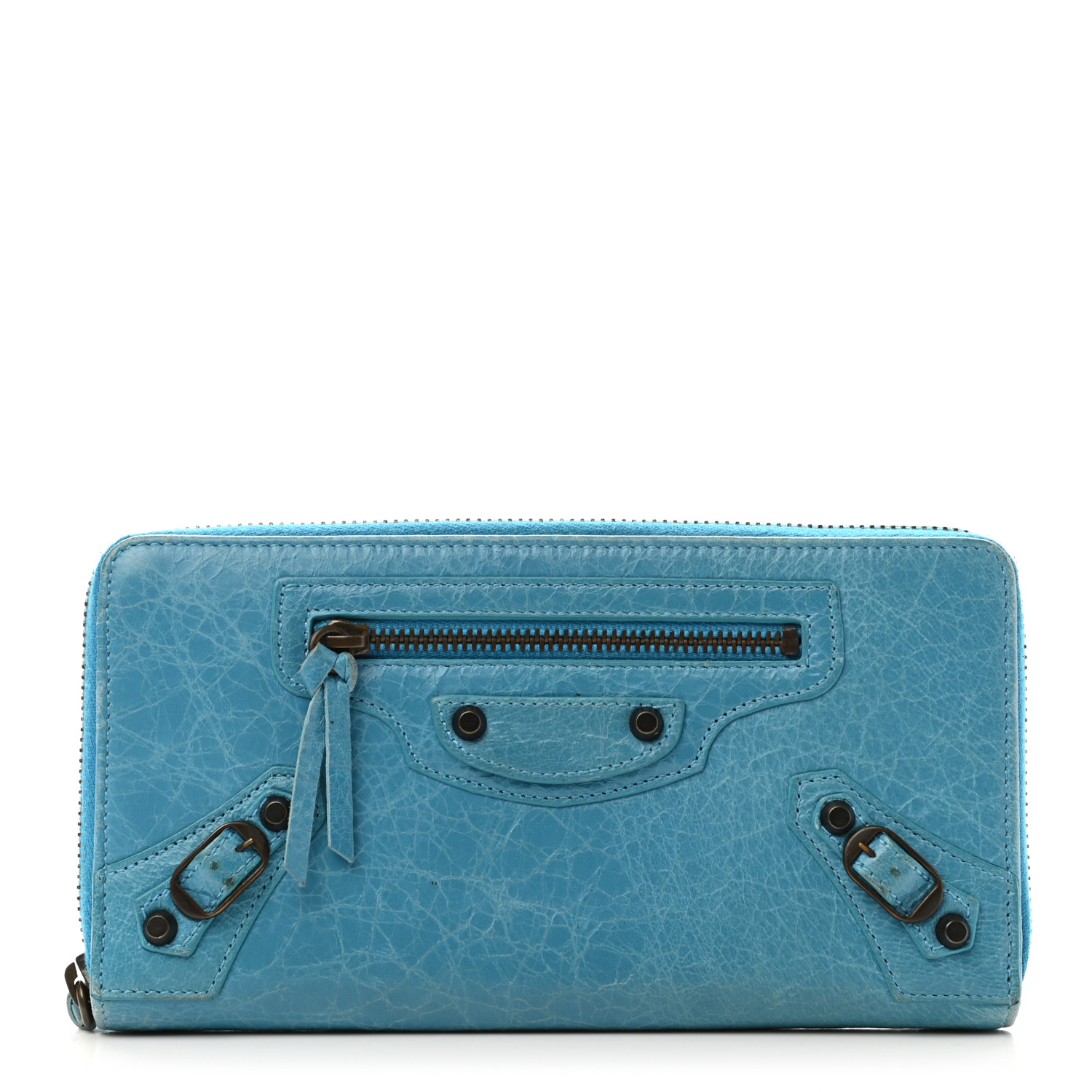 Balenciaga Agneau Giant 12 Hardware Continental Zip Around Wallet Blue Paon 9319 Fashionphile