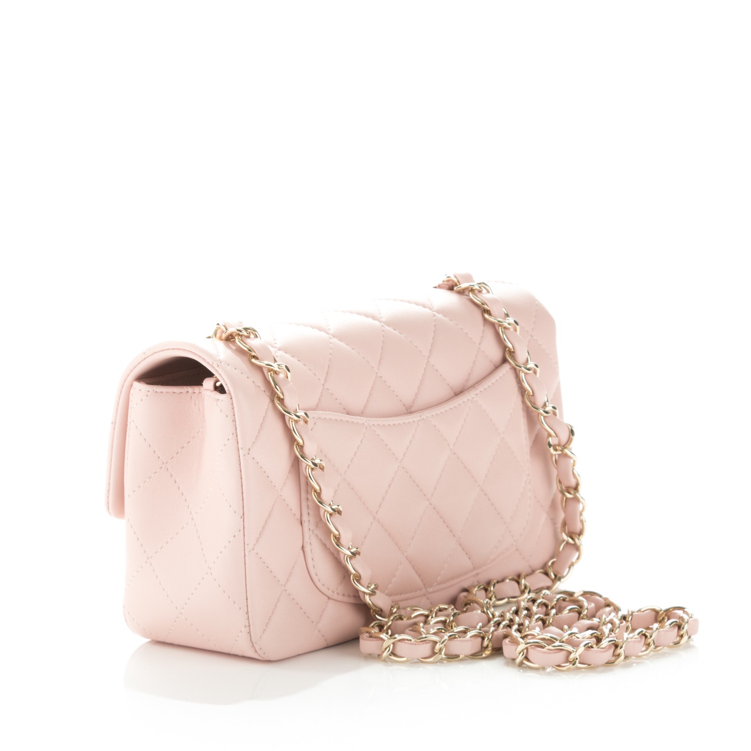 CHANEL Lambskin Quilted Mini Rectangular Flap Light Pink 180489