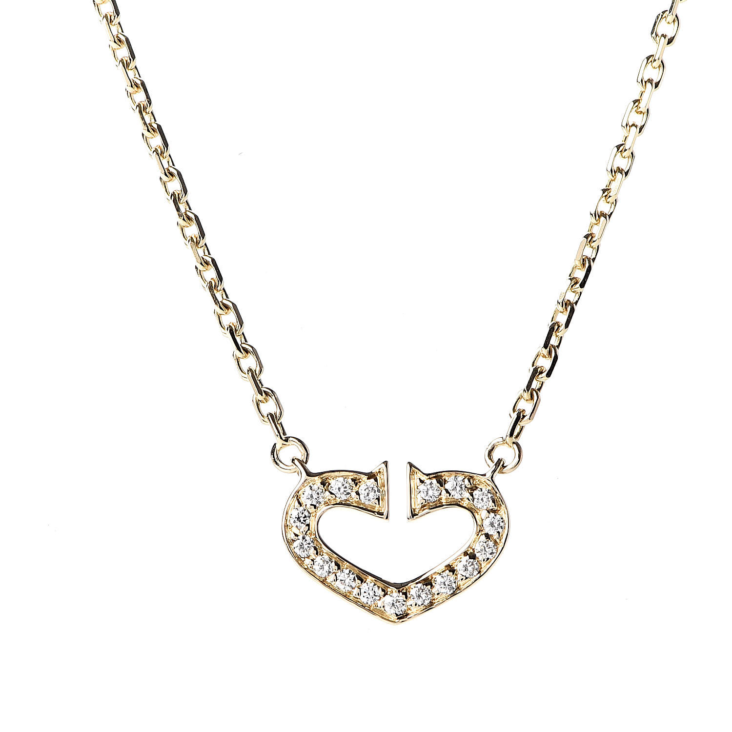 CARTIER 18K Yellow Gold Diamond Hearts And Symbols Pendant Necklace 494325