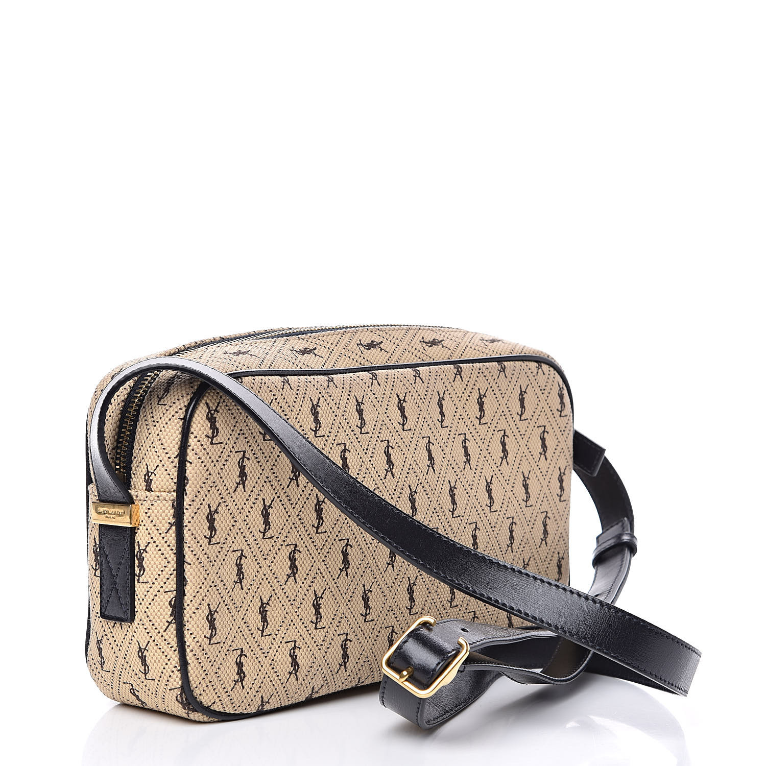 SAINT LAURENT Canvas Monogram All Over Camera Bag Beige 520183