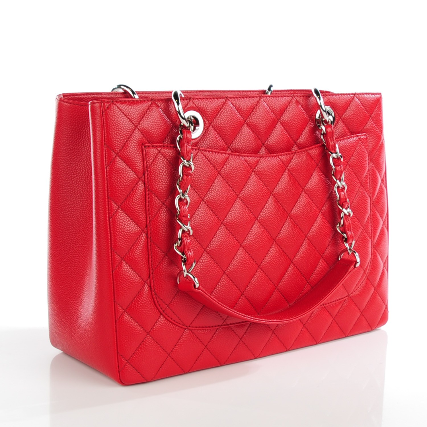 CHANEL Caviar Quilted Grand Shopping Tote GST Red 128940