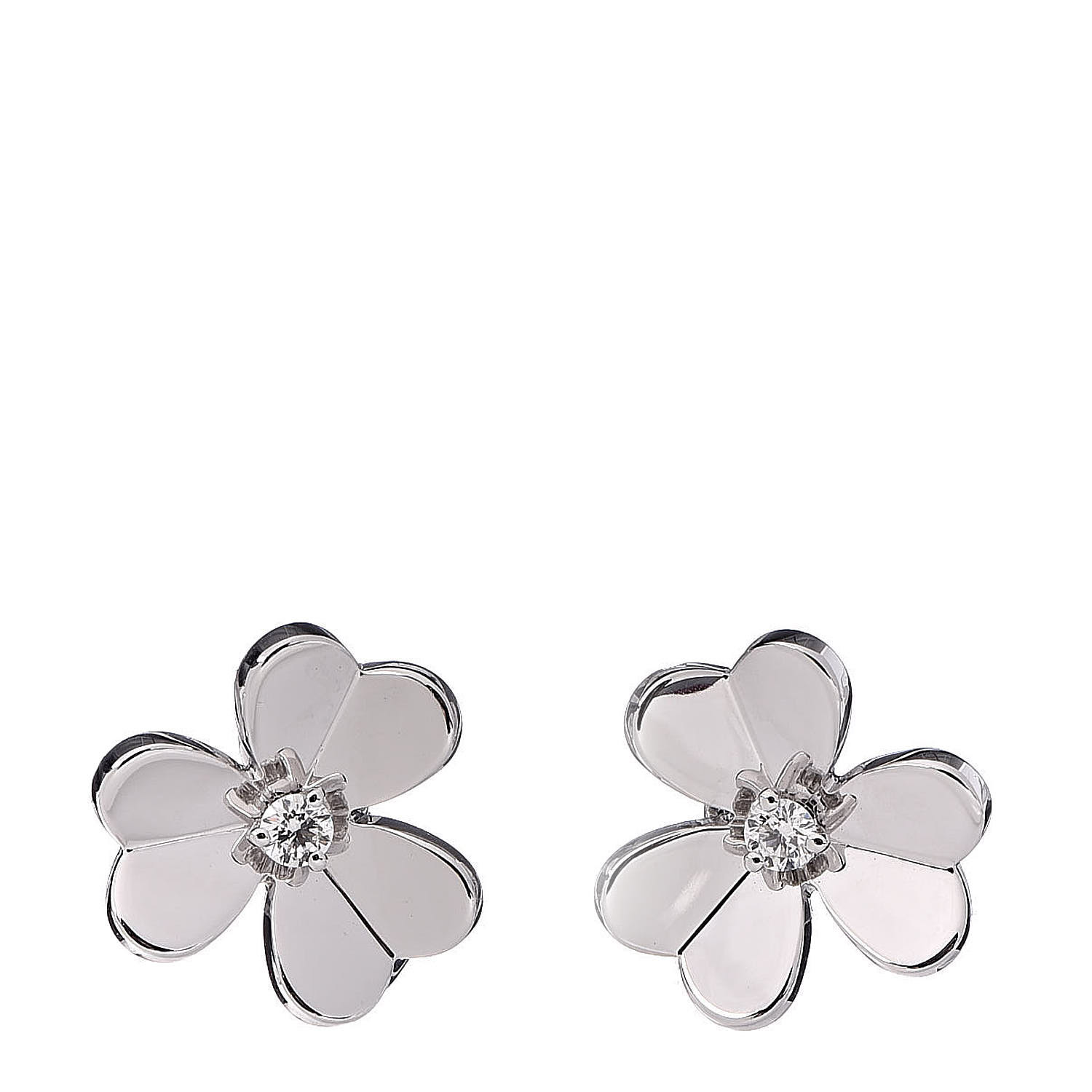 VAN CLEEF & ARPELS 18K White Gold Diamond Small Frivole Earrings 441362