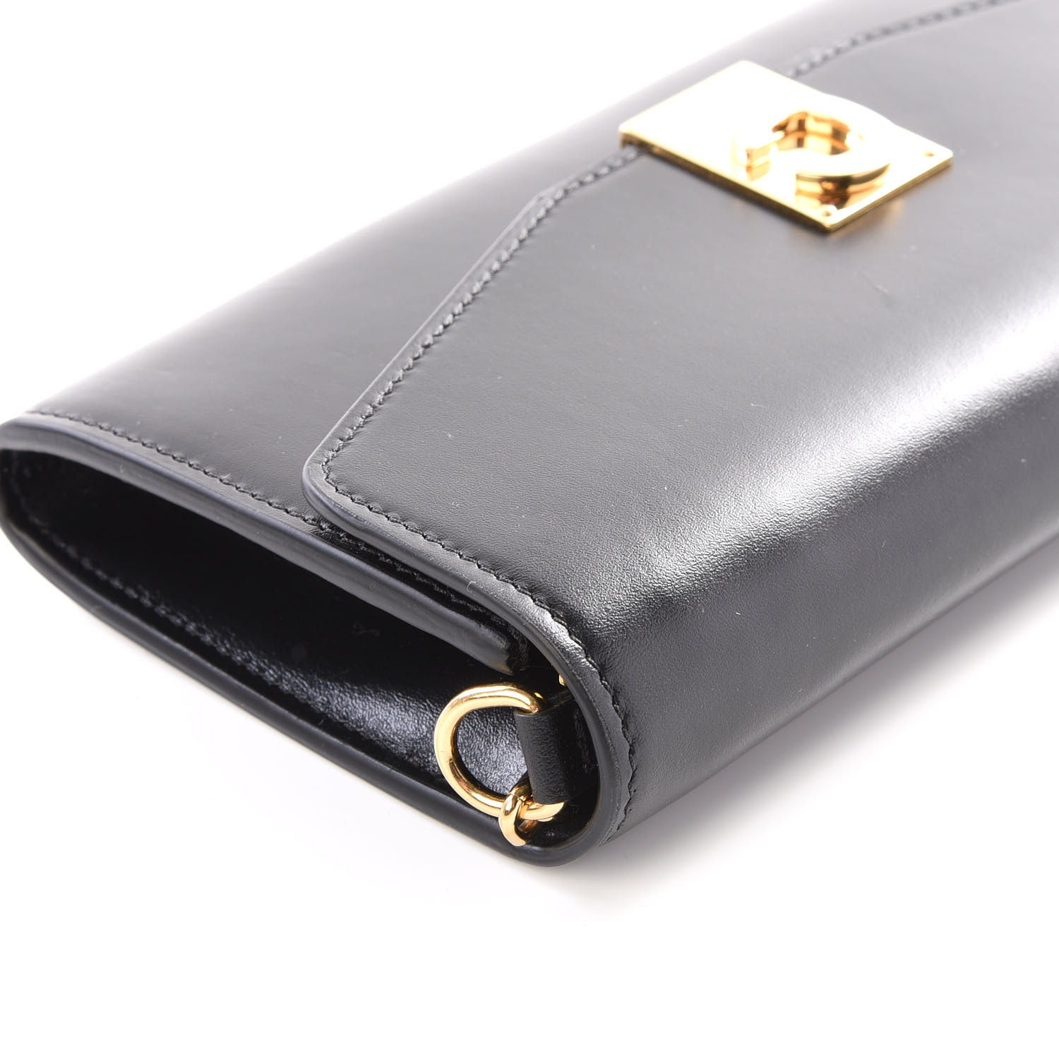 CELINE Calfskin C Wallet On Chain Bag Black 555877 | FASHIONPHILE