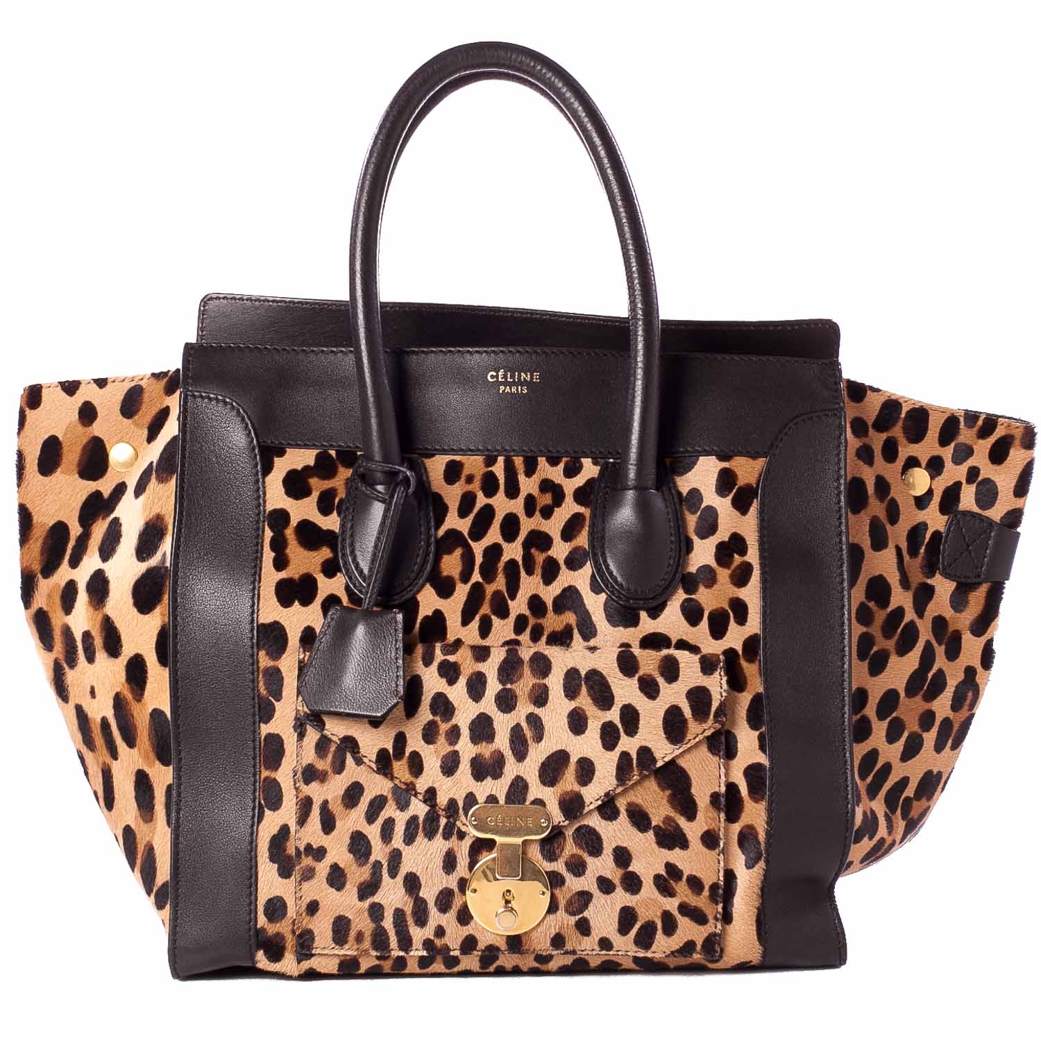 CELINE Leopard Pony Hair Mini Envelope Luggage 38660