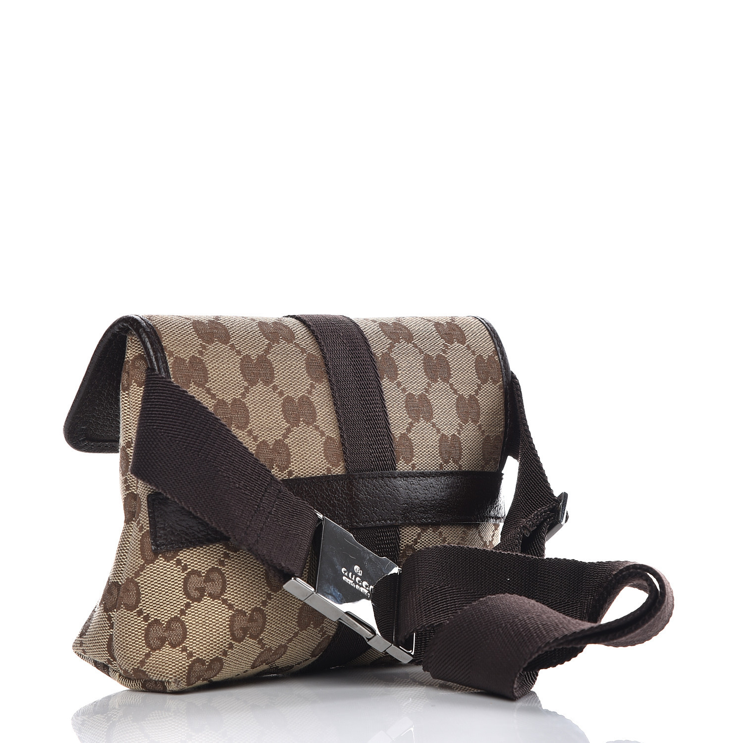 GUCCI Monogram Waist Pouch Bag Dark Brown 411429