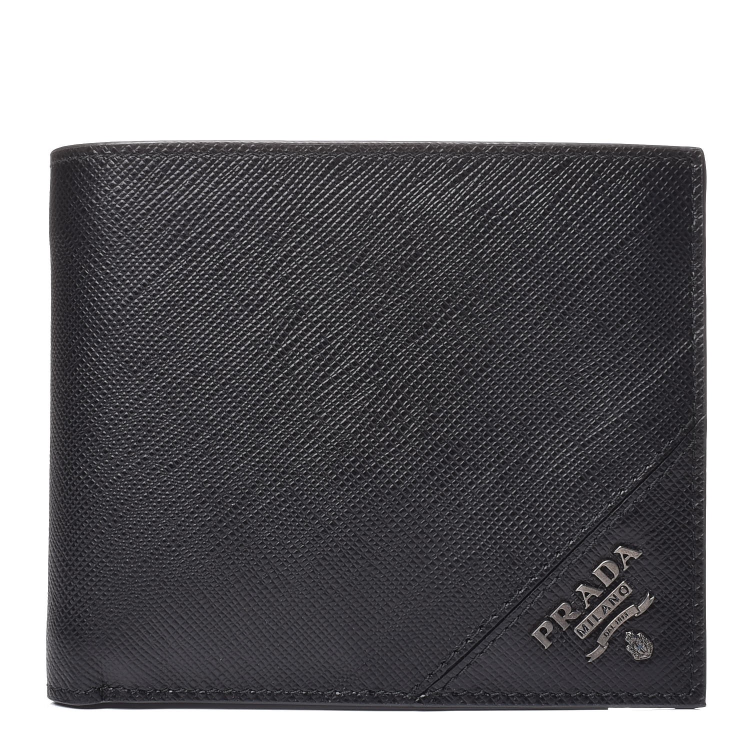 PRADA Saffiano Metal Bi-Fold Wallet Black 344680
