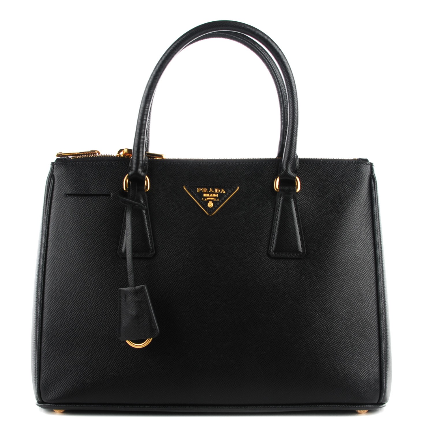 prada saffiano small double tote