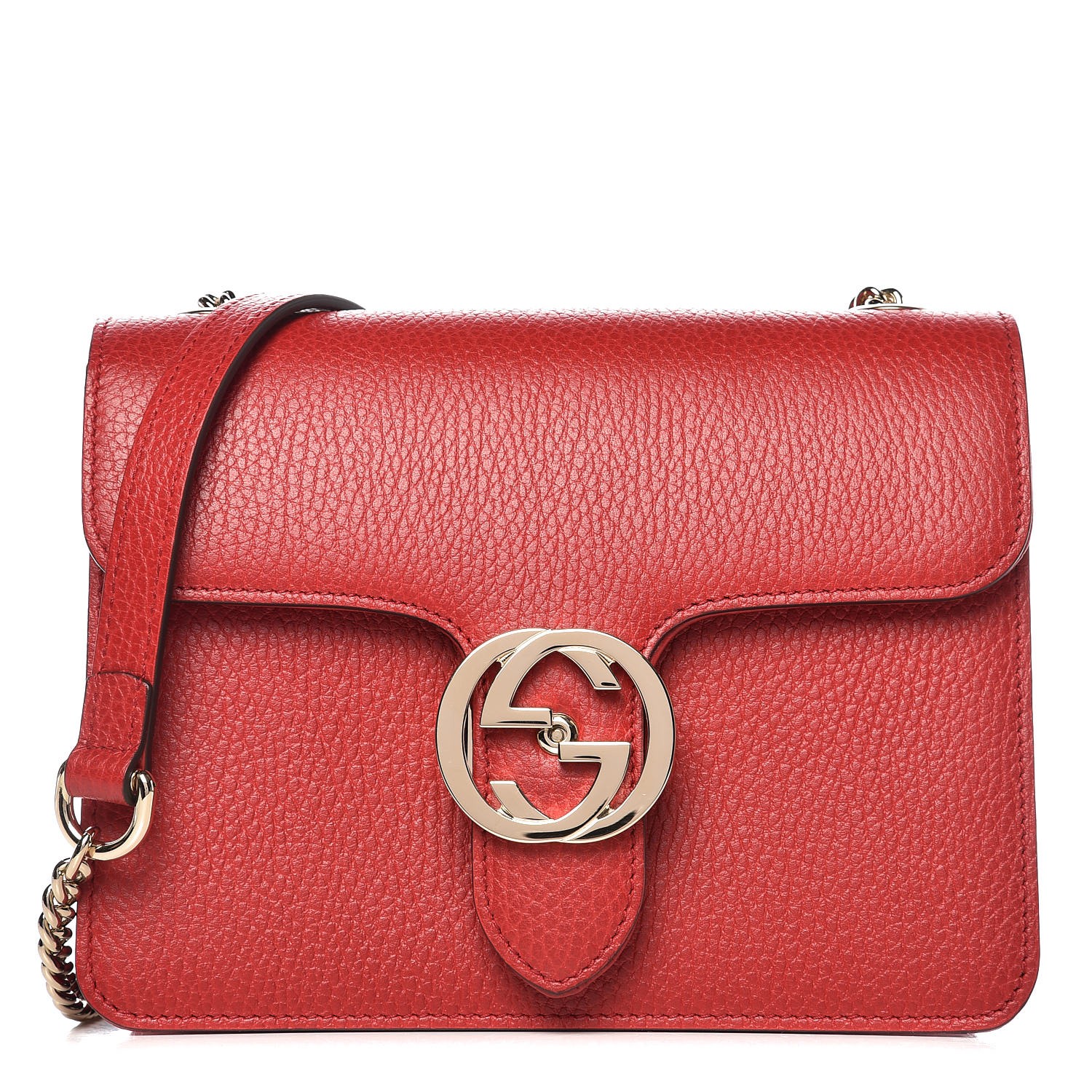 GUCCI Dollar Calfskin Small Interlocking G Shoulder Bag Red 275020 ...
