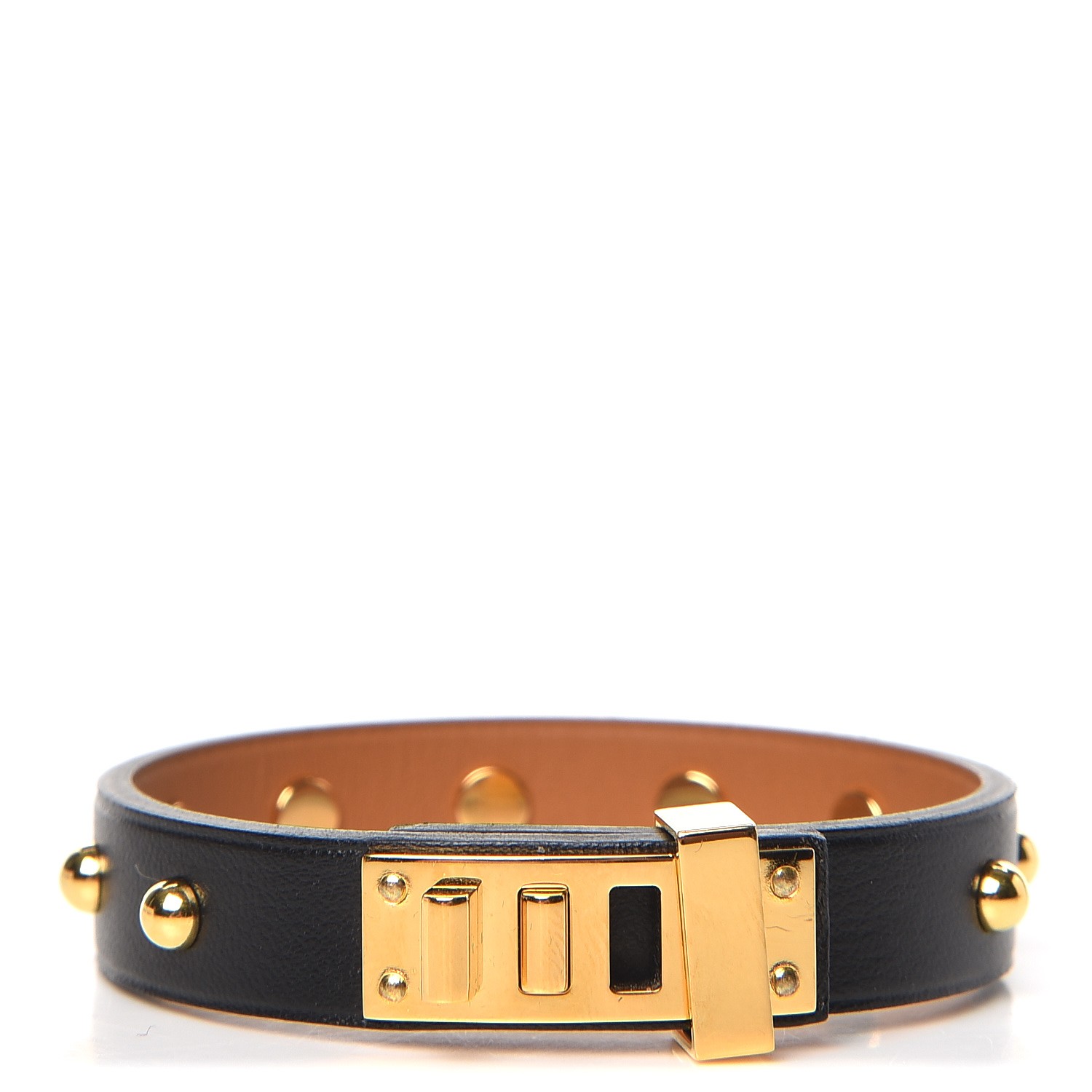 HERMES Swift Mini Dog Clous Ronds Bracelet T3 Black 241956 | FASHIONPHILE