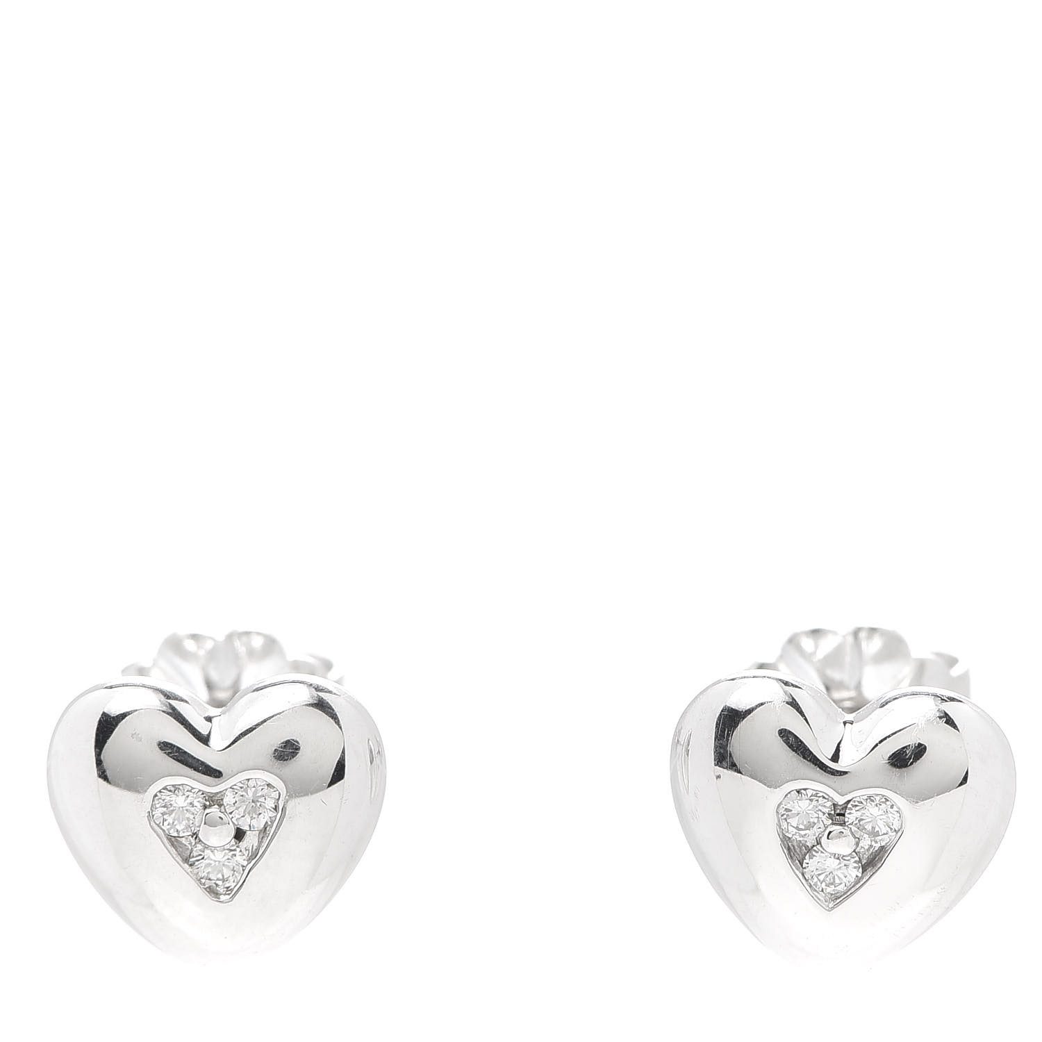 Tiffany 18k White Gold Diamond Heart Stud Earrings Fashionphile