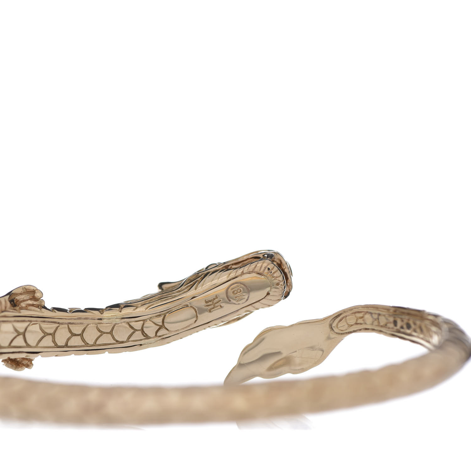 JOHN HARDY 18K Yellow Gold Slim Naga Dragon Cuff Bracelet 611599