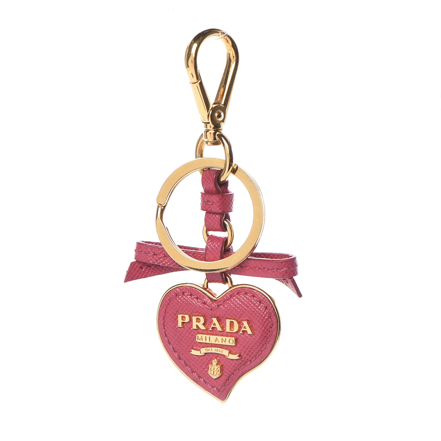 Prada Saffiano Heart Keychain Charm Peonia 353943 