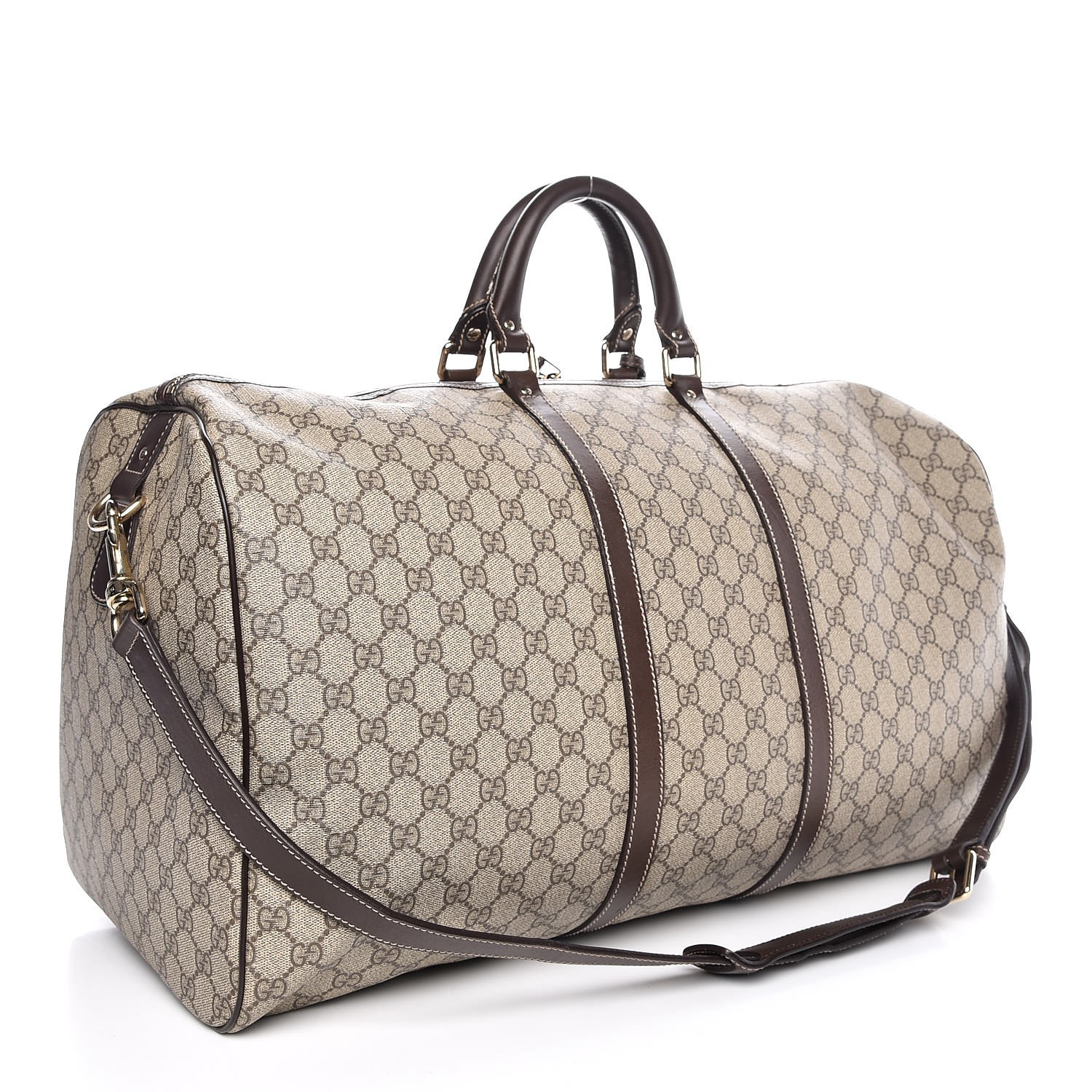 GUCCI GG Plus Monogram Large Carry On Duffle Bag Brown 342499