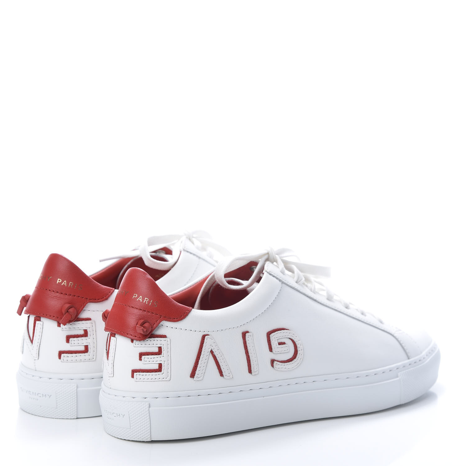 GIVENCHY Calfskin Reverse Logo Urban Street Sneakers 39 White Red 667571 | FASHIONPHILE