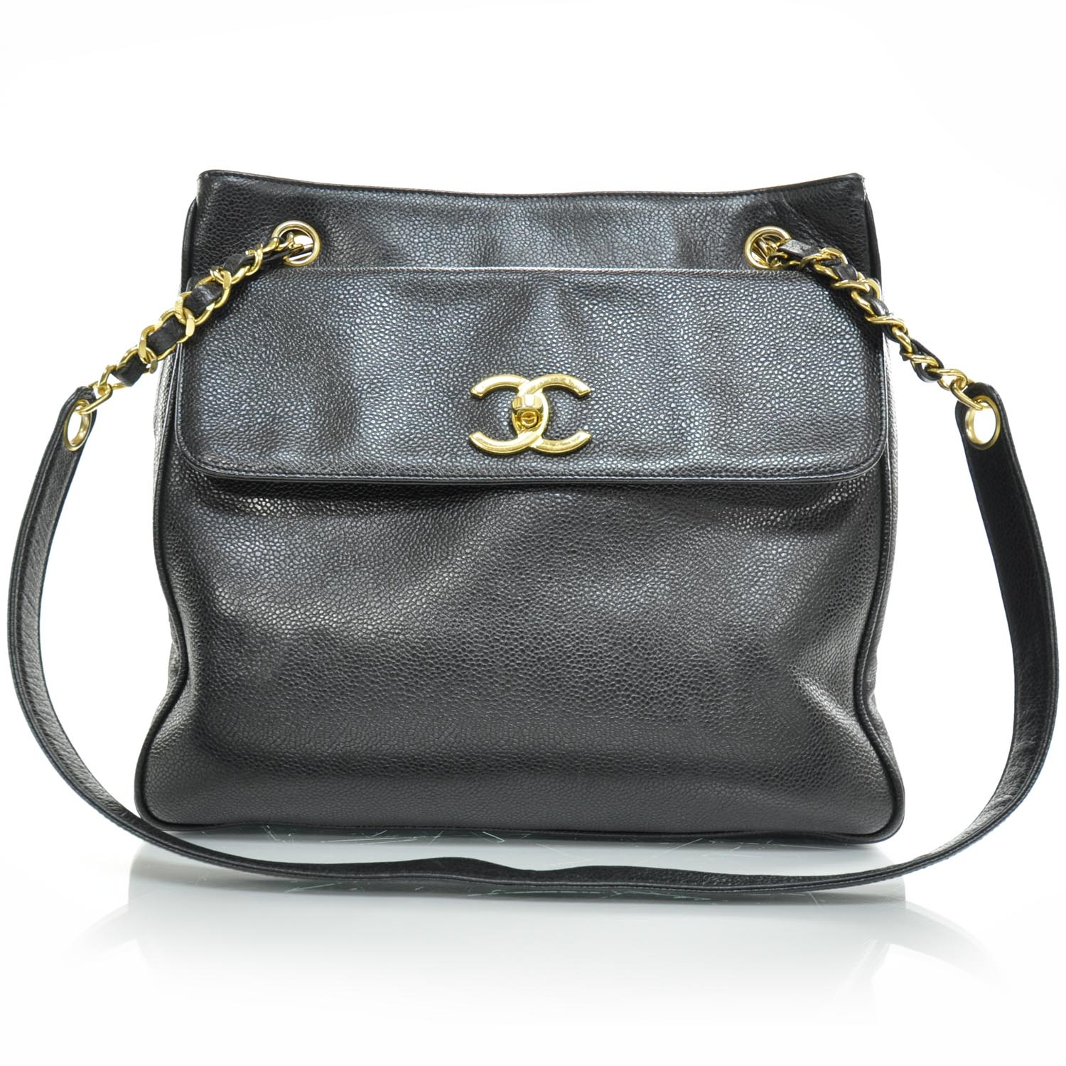 CHANEL Caviar Shoulder Bag Black 25235 | FASHIONPHILE
