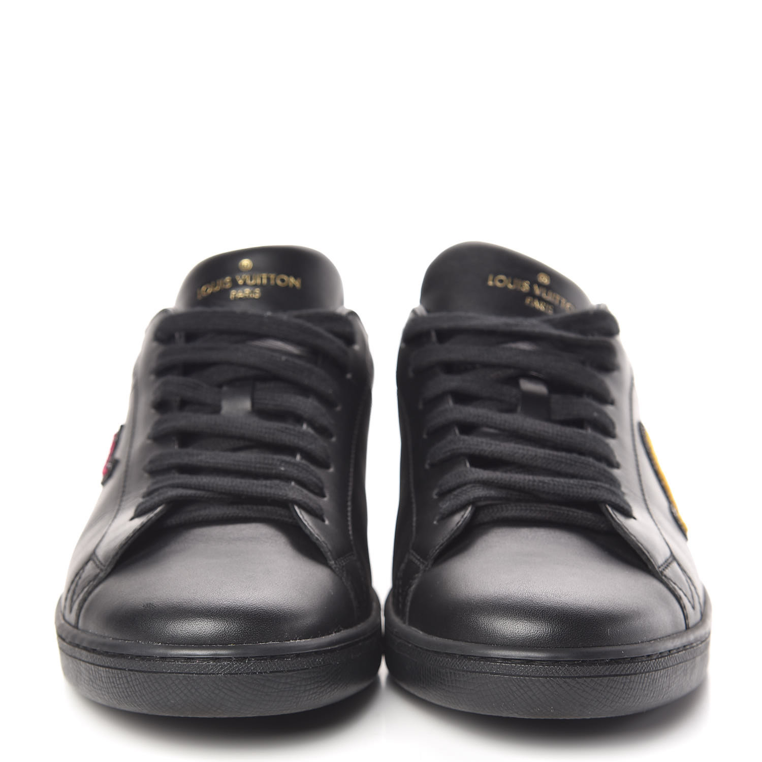 LOUIS VUITTON Calfskin Mens Luxembourg Sneakers 7 Black 493717