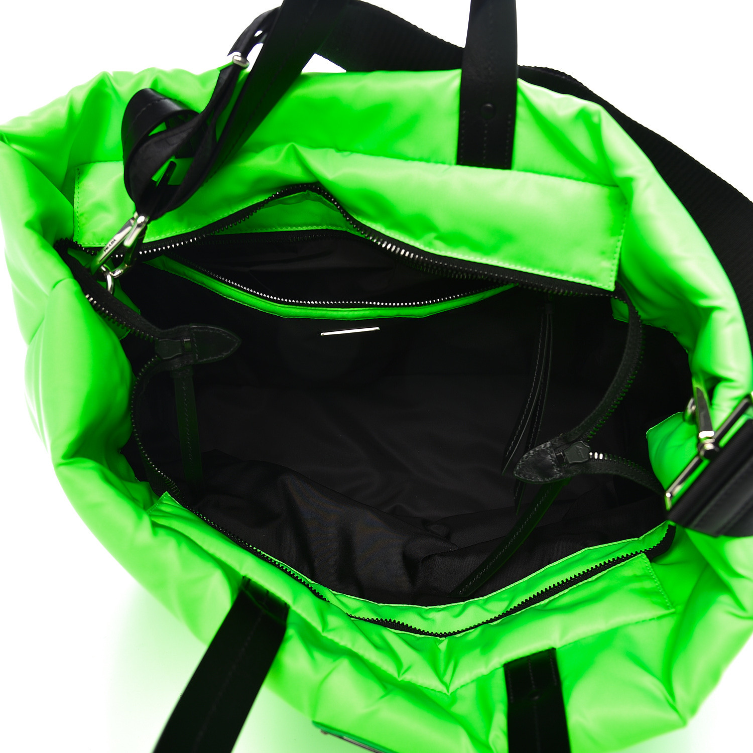 green puffer bag