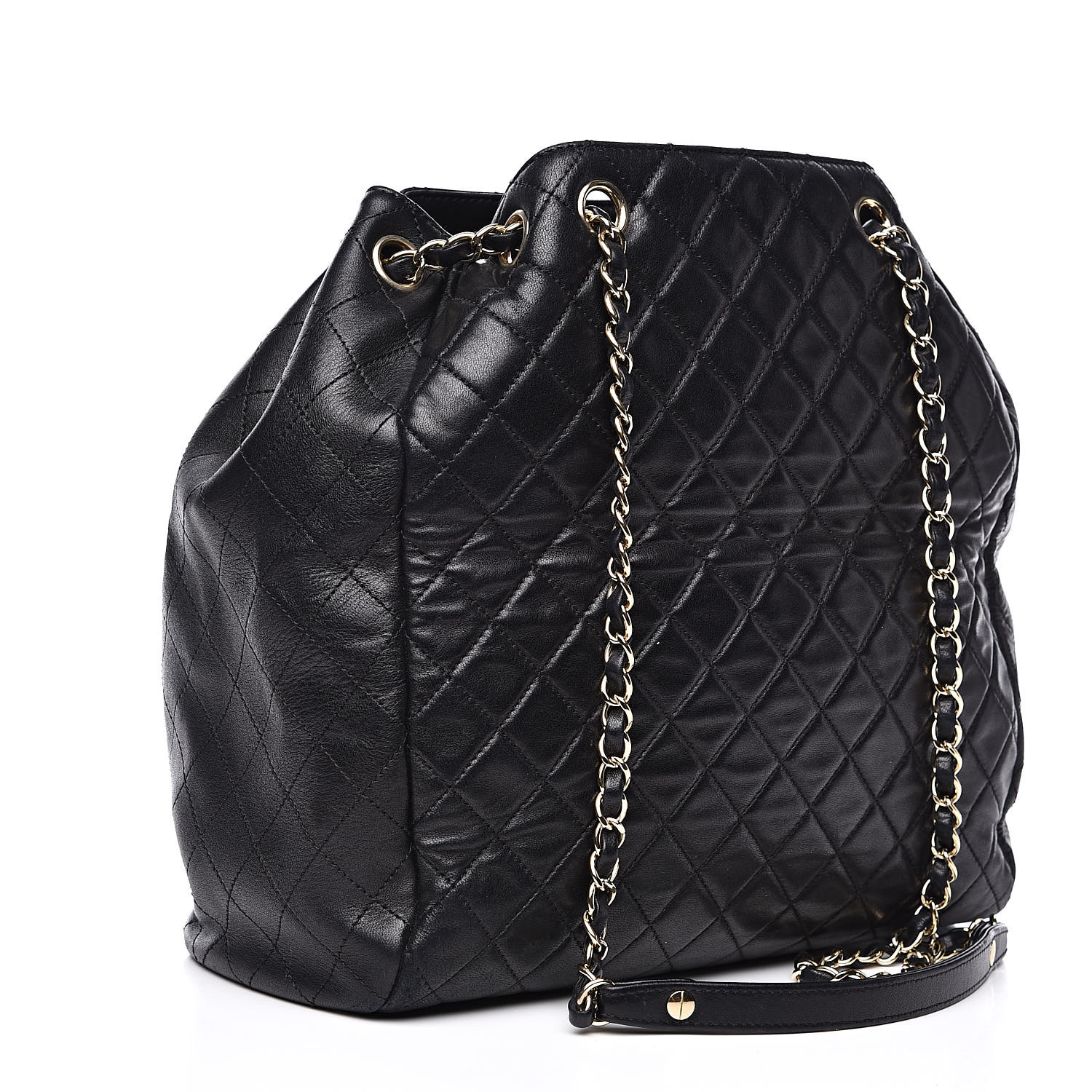 chanel quilted drawstring bag