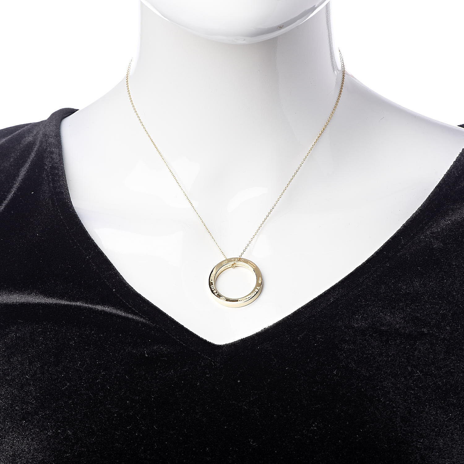 Tiffany 18k Yellow Gold 1837 Circle Pendant Necklace 526234