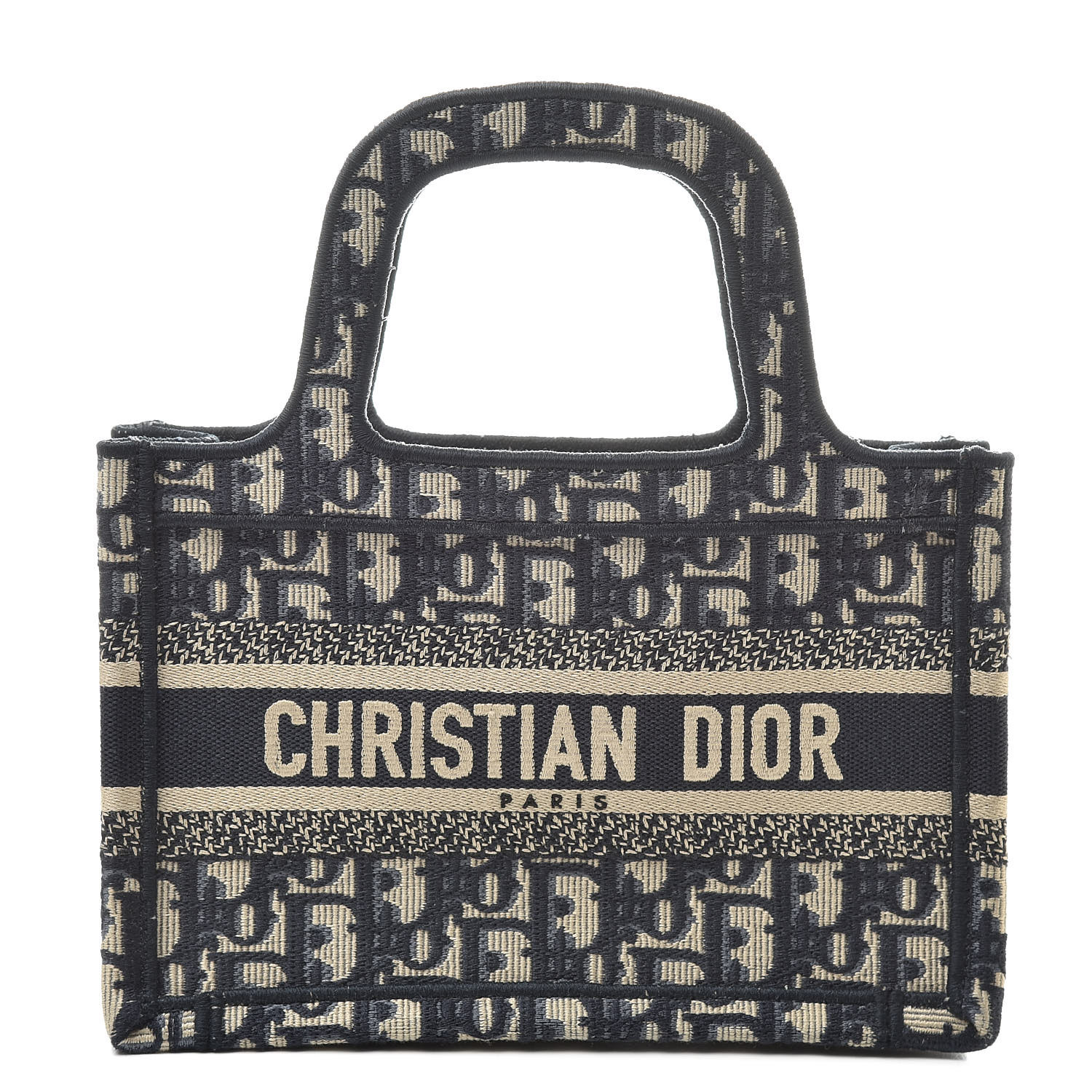 CHRISTIAN DIOR Oblique Mini Book Tote Blue Multicolor 526533