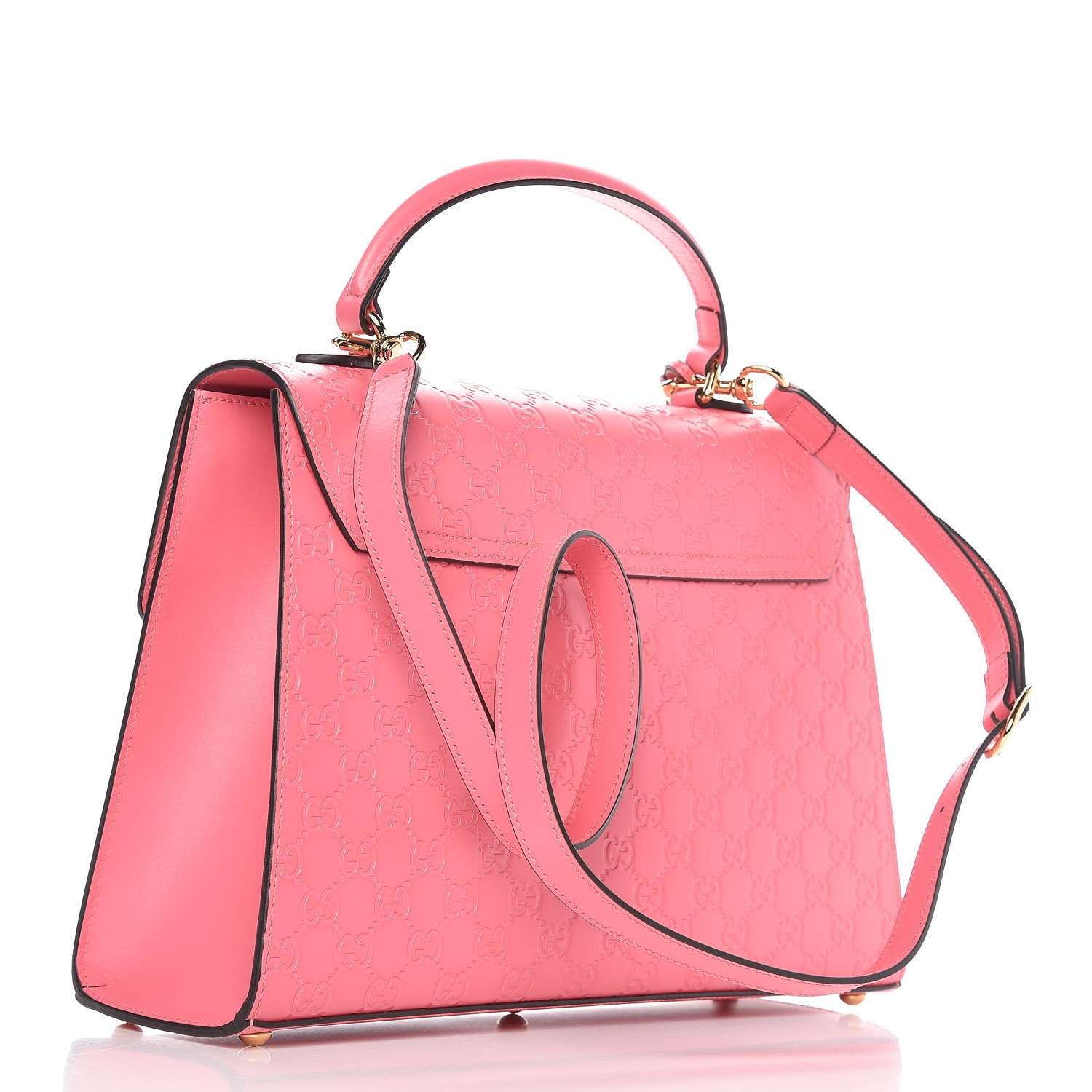 GUCCI Guccissima Medium Padlock Signature Top Handle Bag Pink 349304