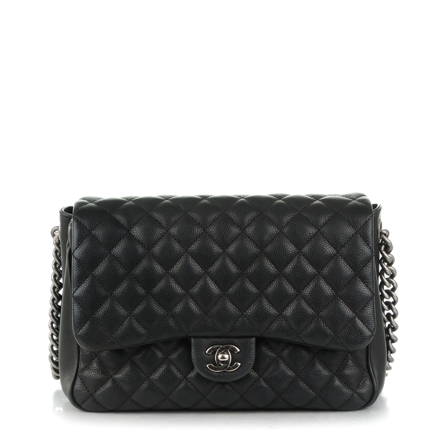 CHANEL Caviar Quilted Medium Rock In Rome Single Flap Black 169259 ...