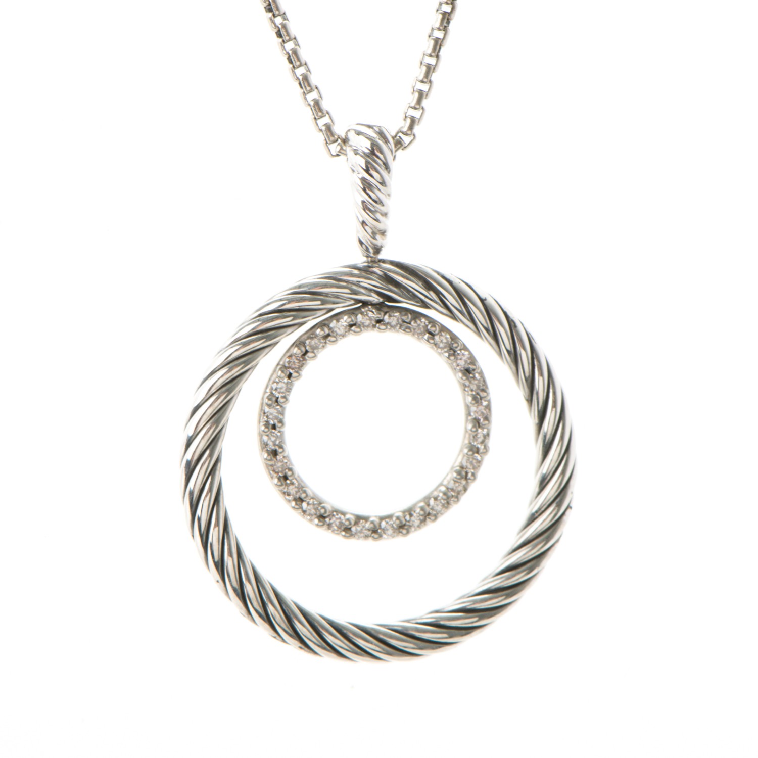 DAVID YURMAN Sterling Silver Pave Diamond Mobile Circle Pendant ...