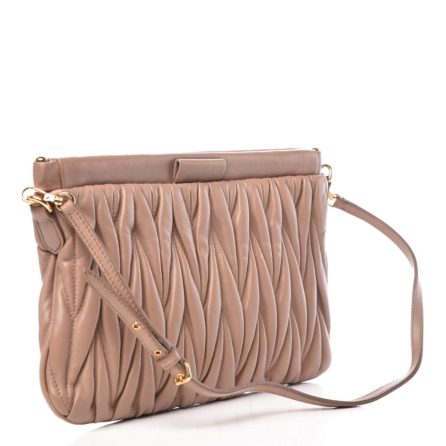 miu belle nappa leather clutch