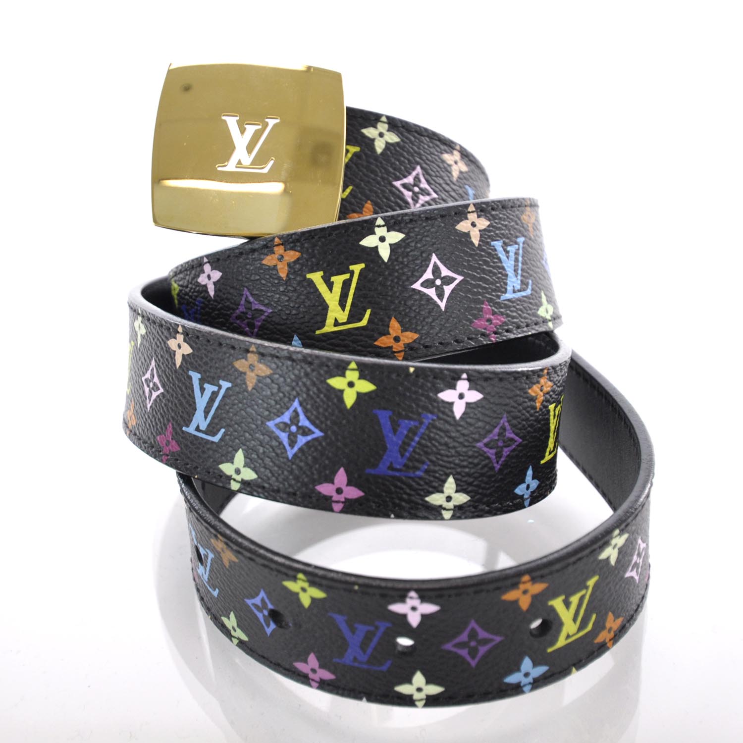 Louis Vuitton White Monogram Multicolore LV Cut Reversible Belt Size 80 -  Yoogi's Closet