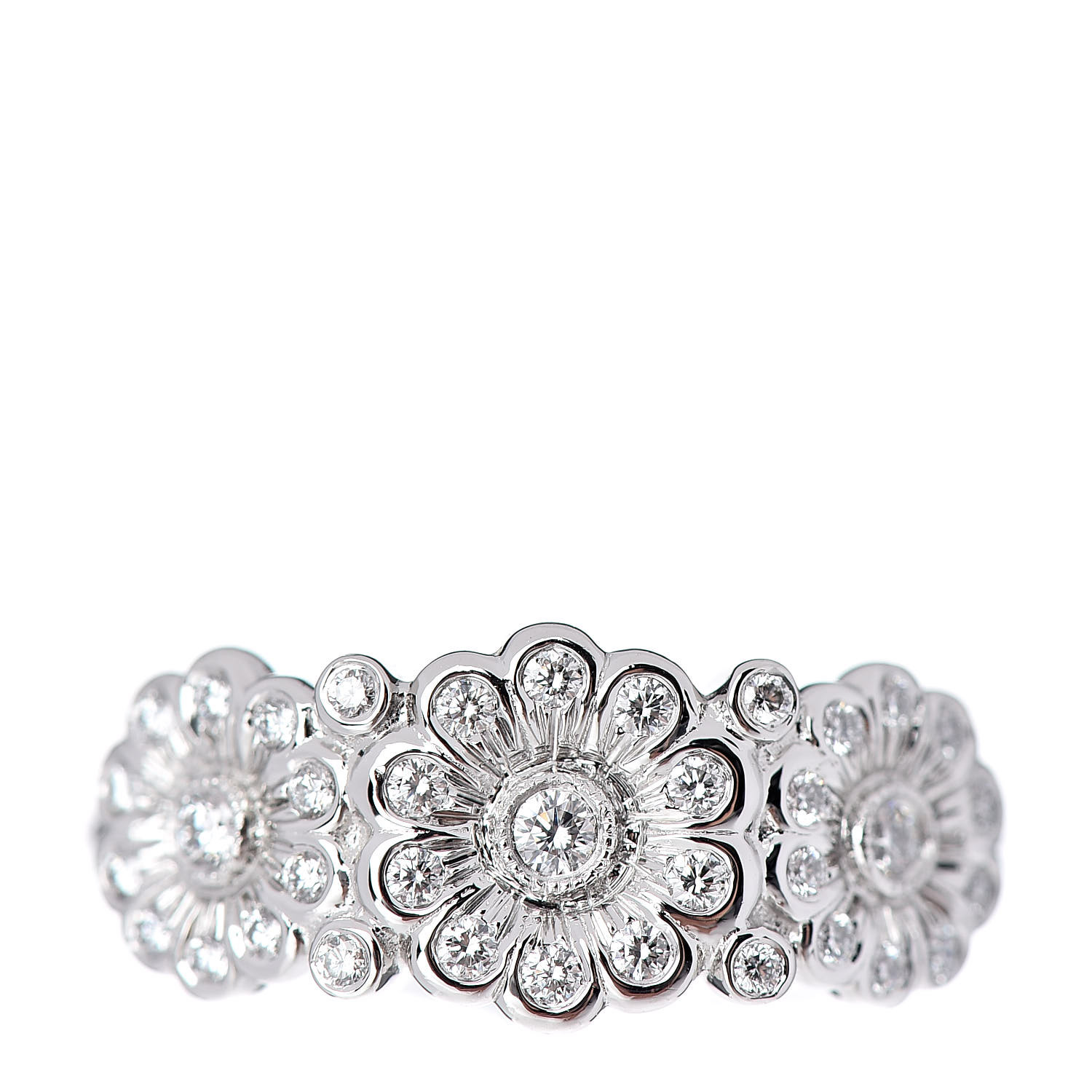 TIFFANY Platinum Diamond Three Flower Ring 50 5.5 496823 | FASHIONPHILE