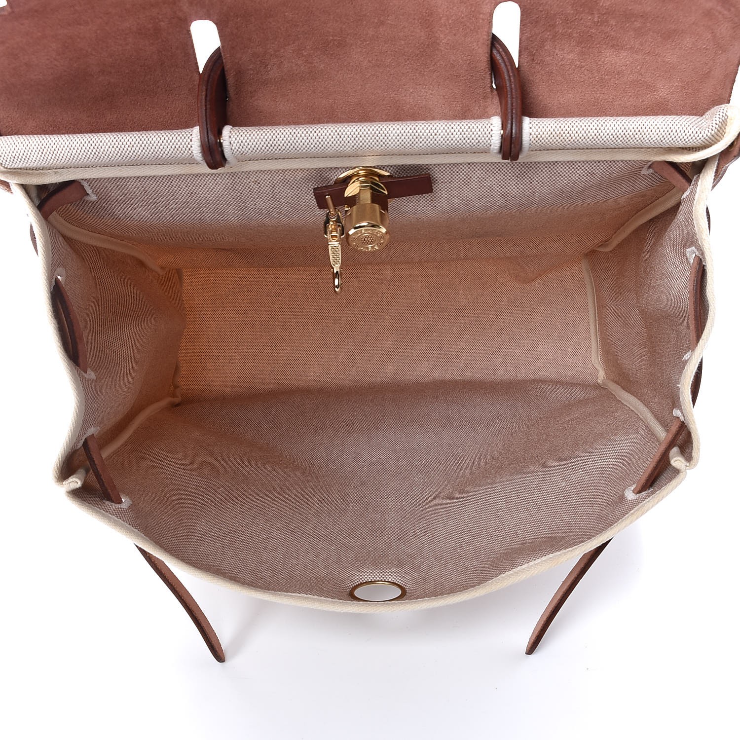 HERMES Toile Calfskin Herbag 39 GM Natural 347827 | FASHIONPHILE