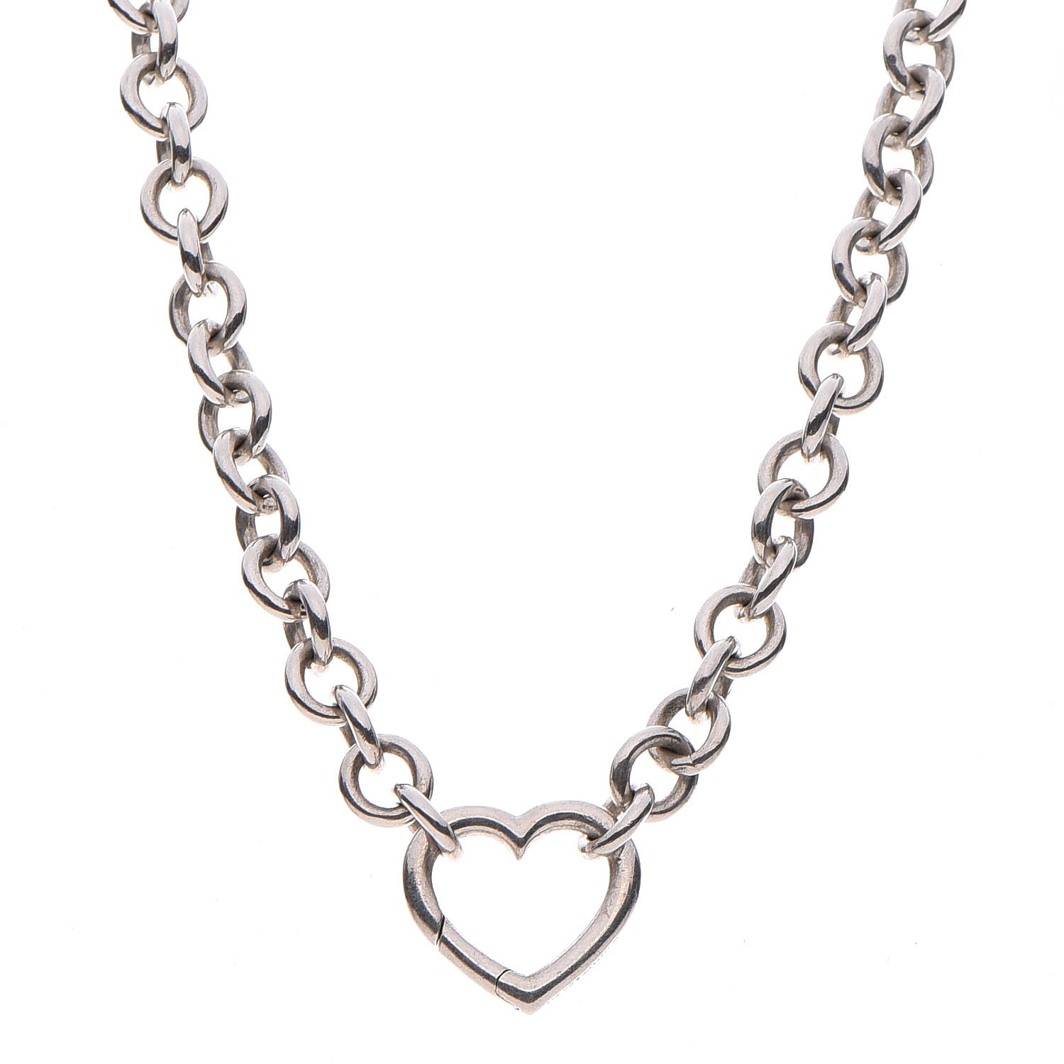 TIFFANY Sterling Silver Heart Clasp Choker Necklace 281921