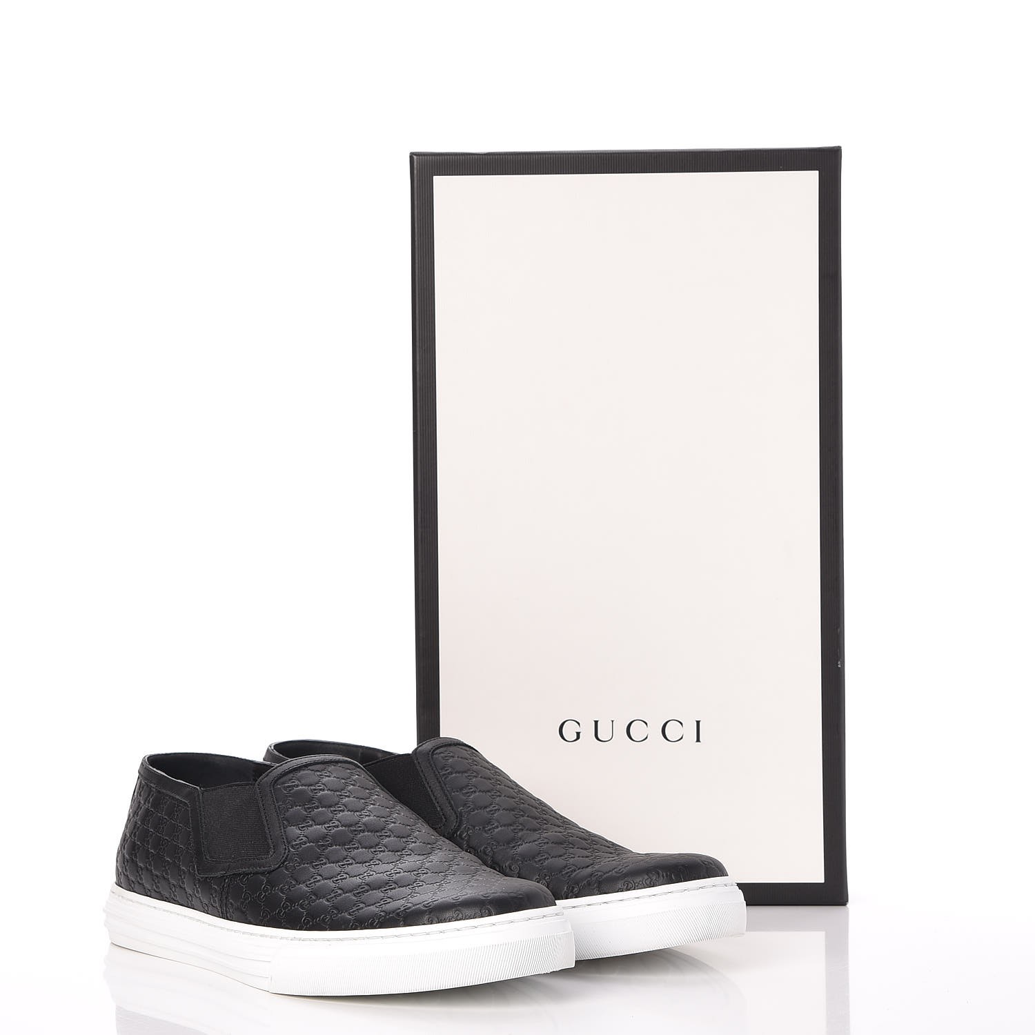 Gucci Mens Microguccissima Slip On Sneakers 8 Black