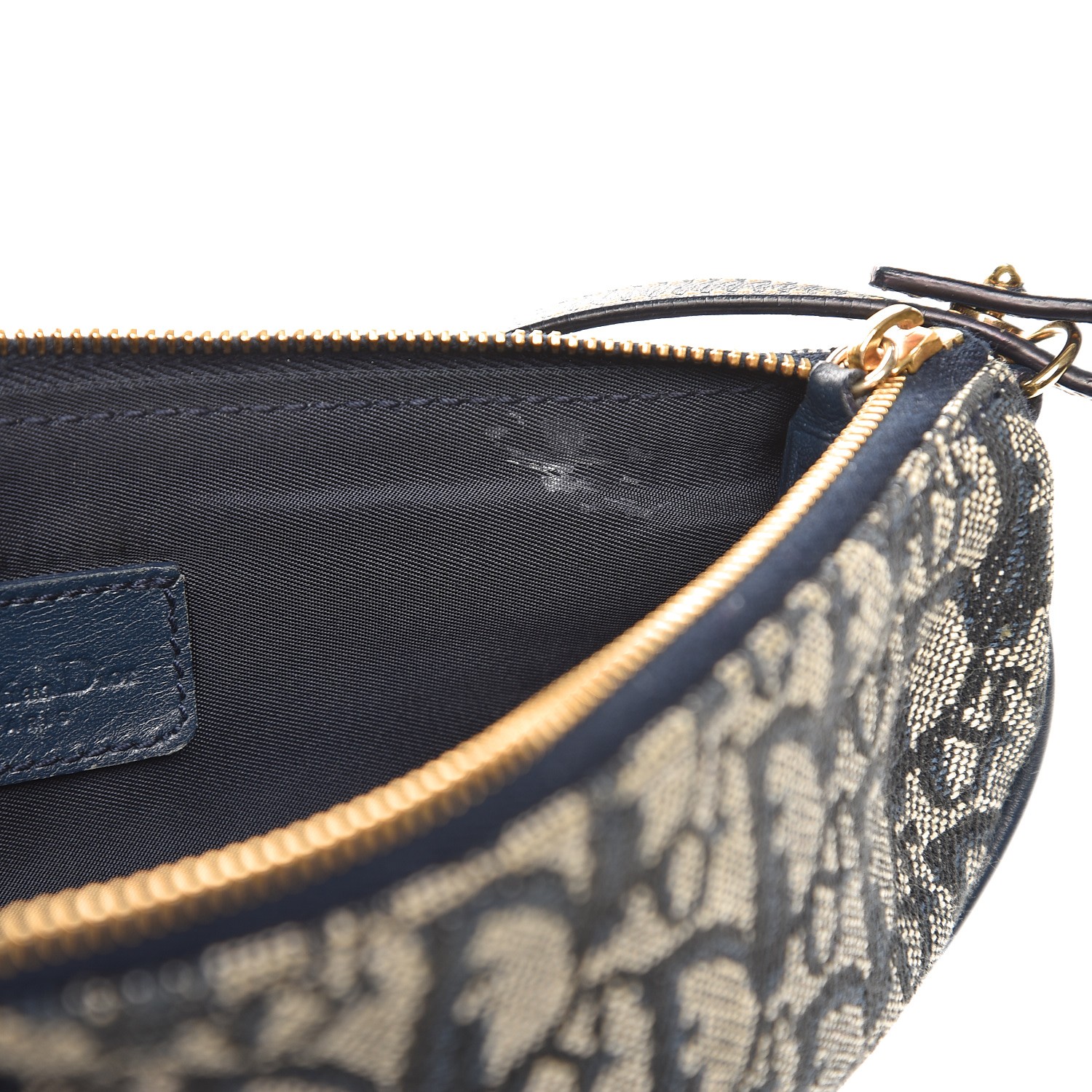 CHRISTIAN DIOR Monogram Mini Saddle Pochette Navy 254893