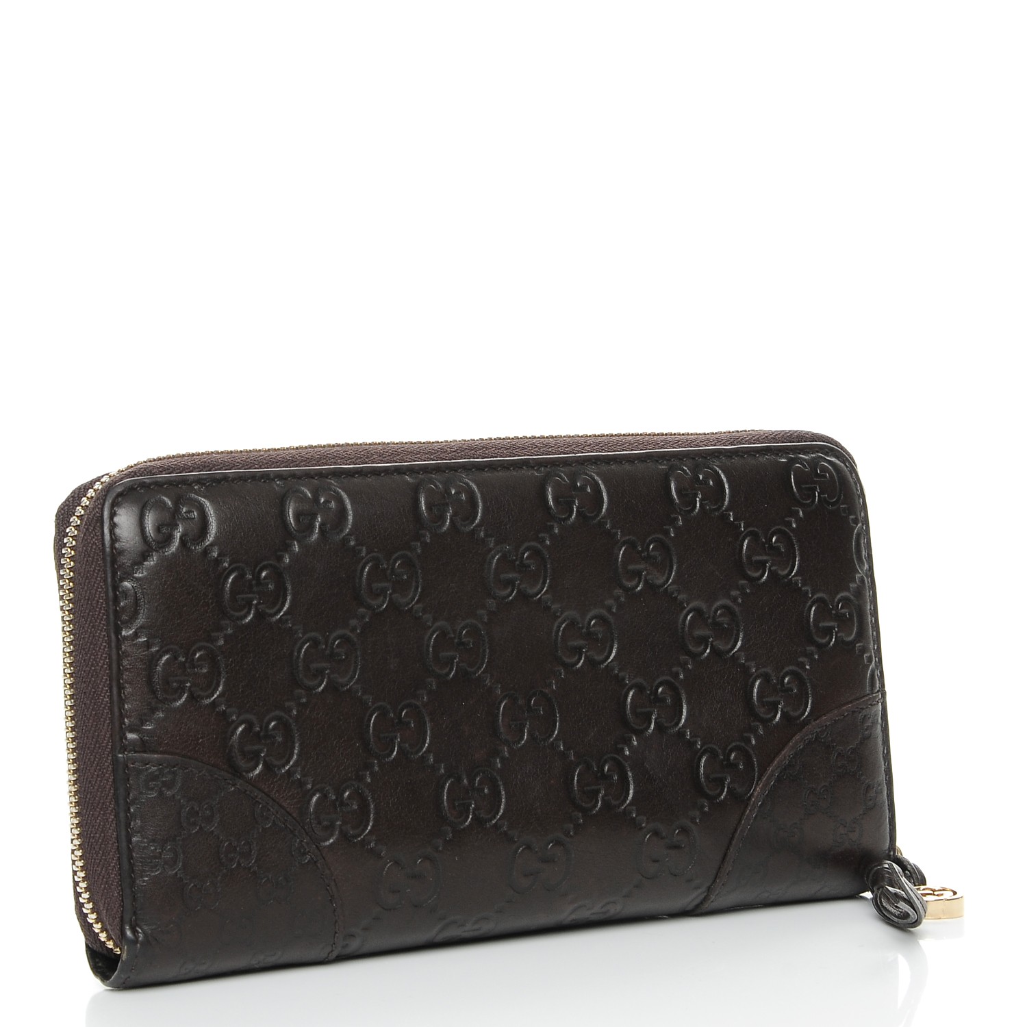 GUCCI Guccissima Bree Zip Around Wallet Dark Brown 254764