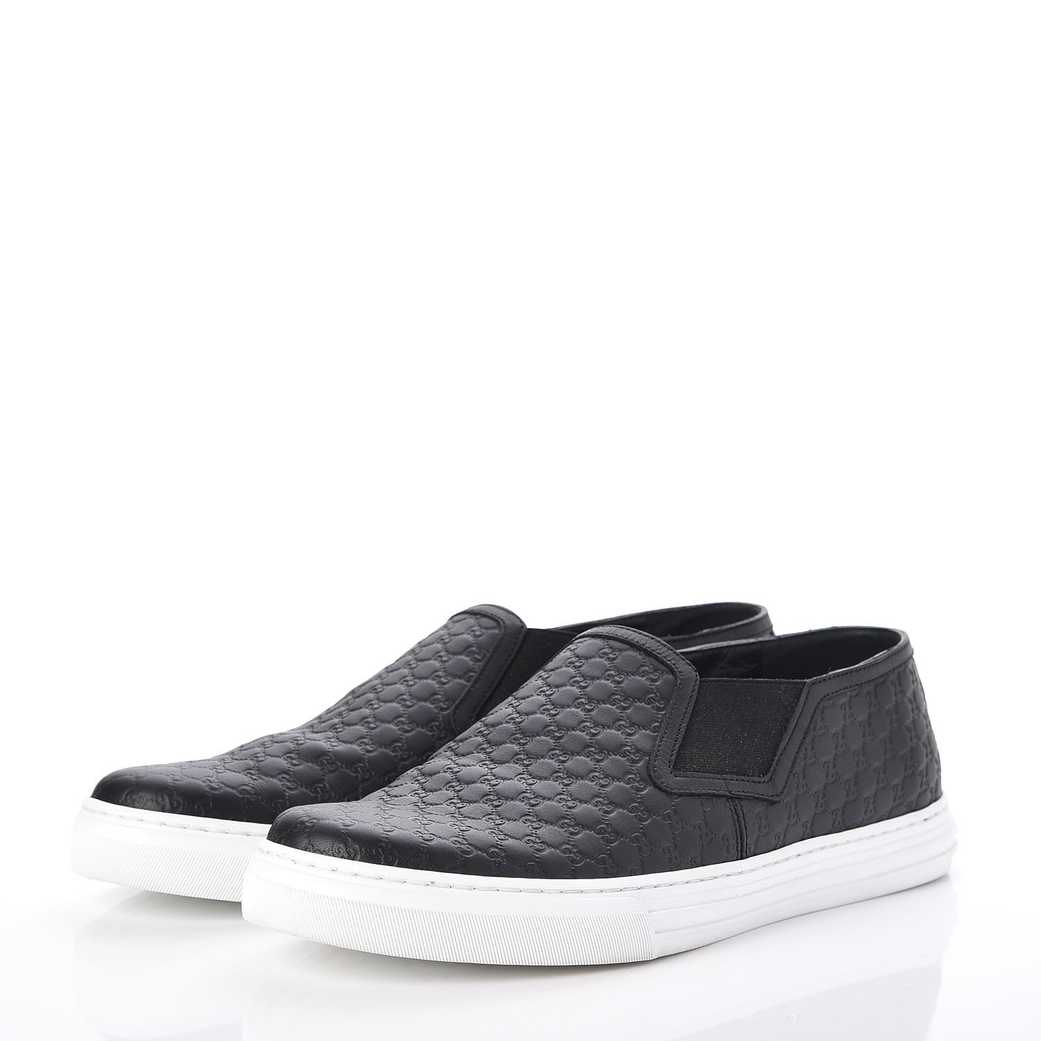 GUCCI Mens Microguccissima Slip On Sneakers 8 Black 254614