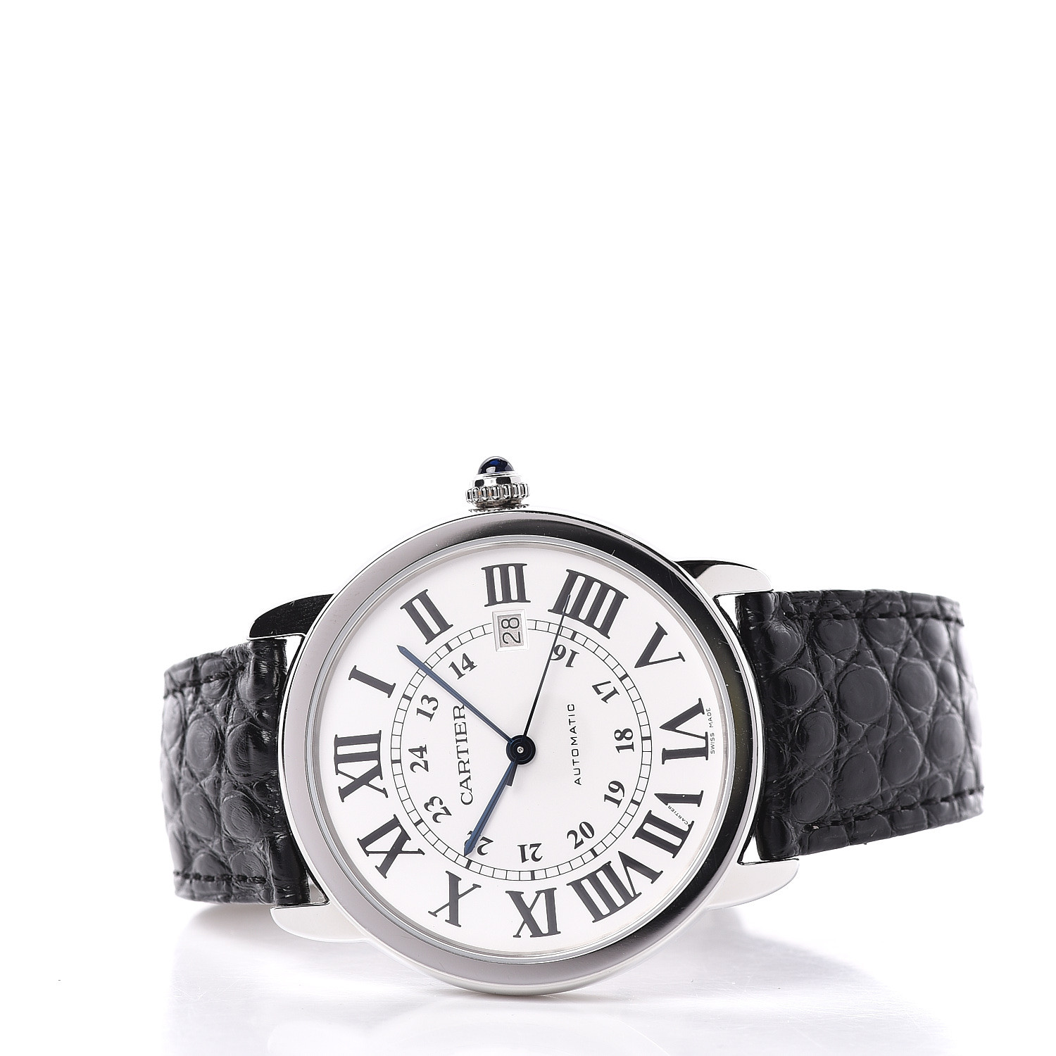 Cartier Stainless Steel Alligator 42mm Ronde Solo De Cartier Automatic