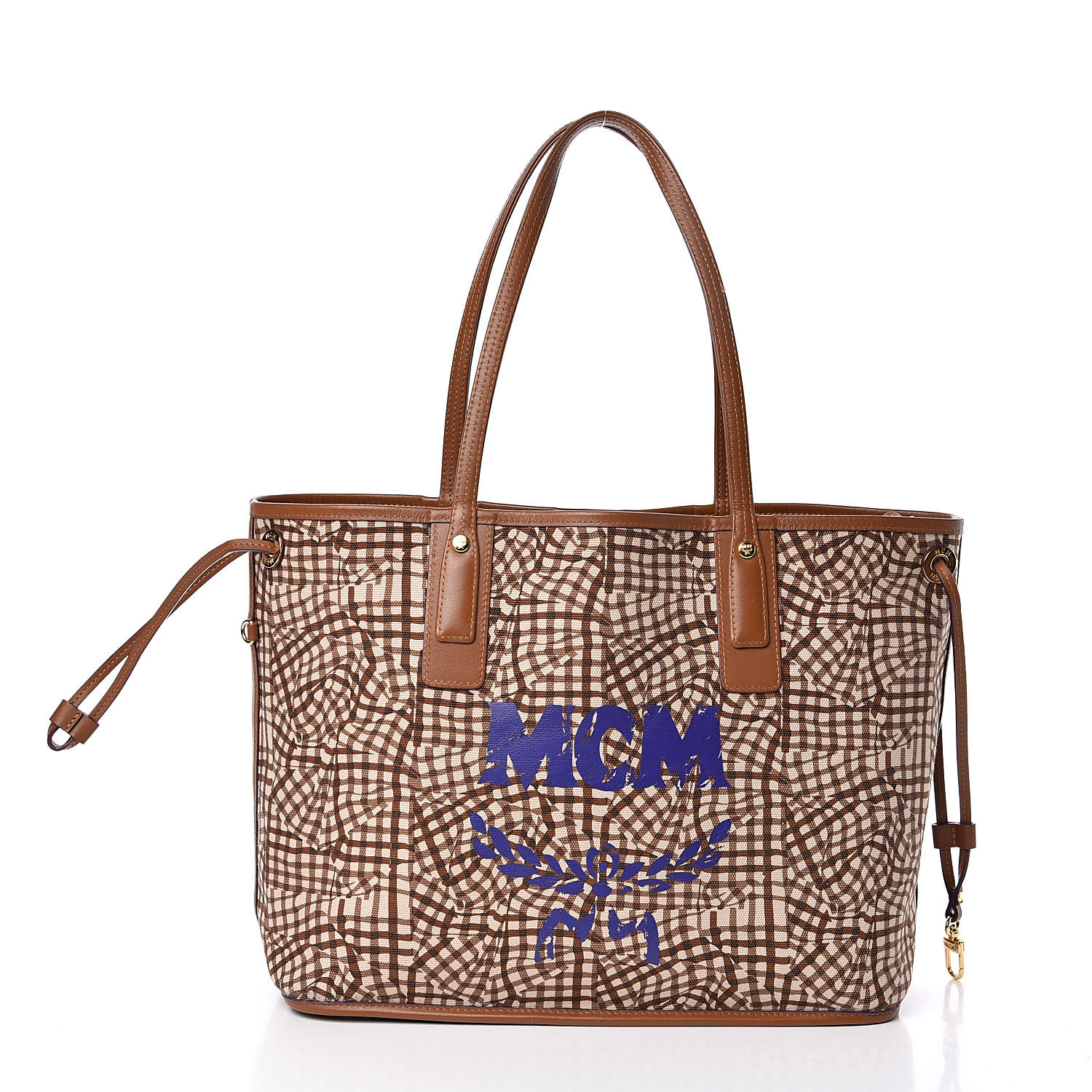 MCM Visetos Medium Liz Reversible Shopper Tote Cognac 506612