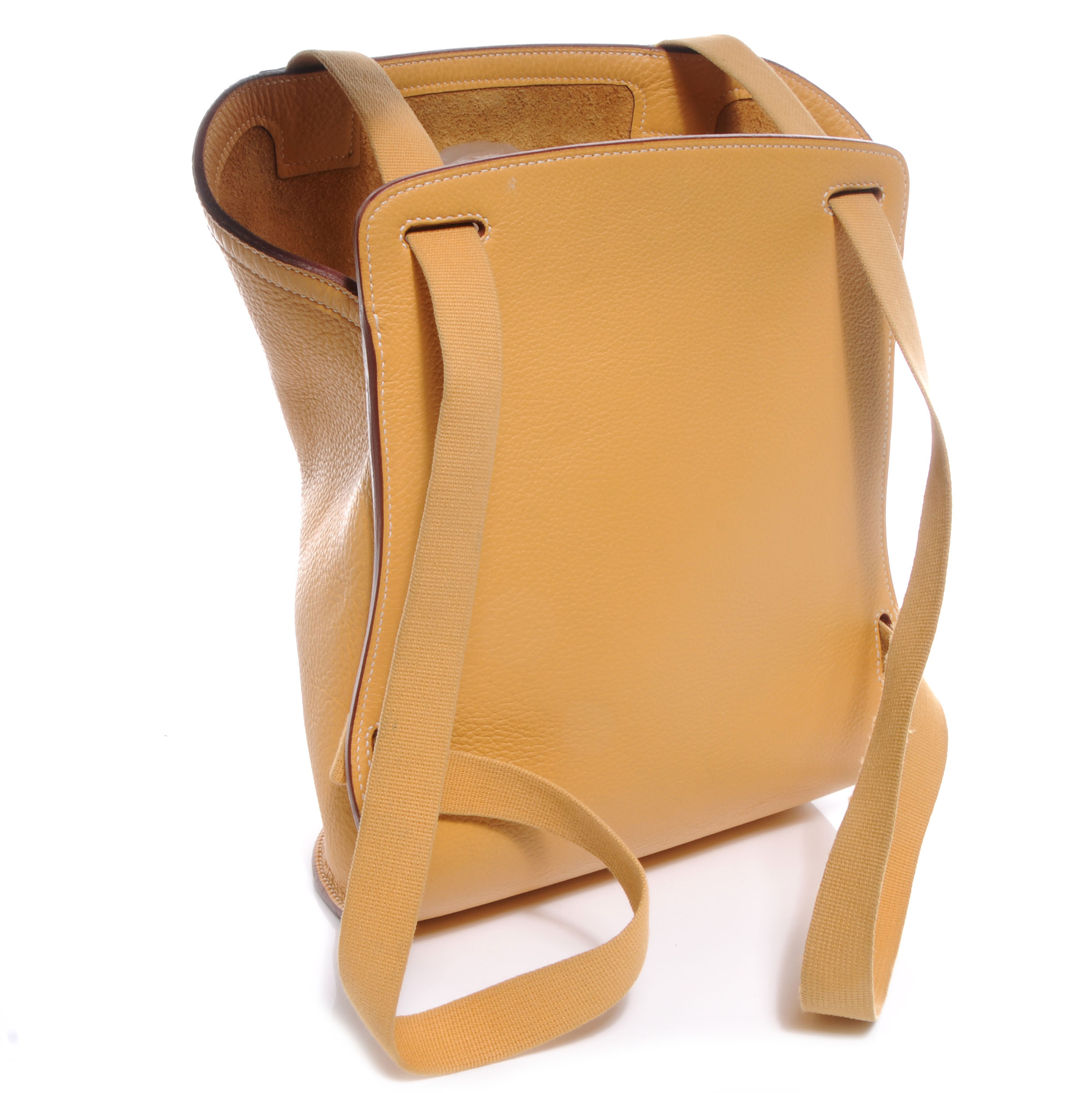 HERMES Taurillon Clemence Sherpa Backpack Sable 61569 | FASHIONPHILE