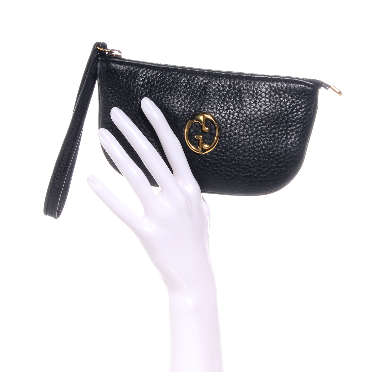 gucci black leather wristlet