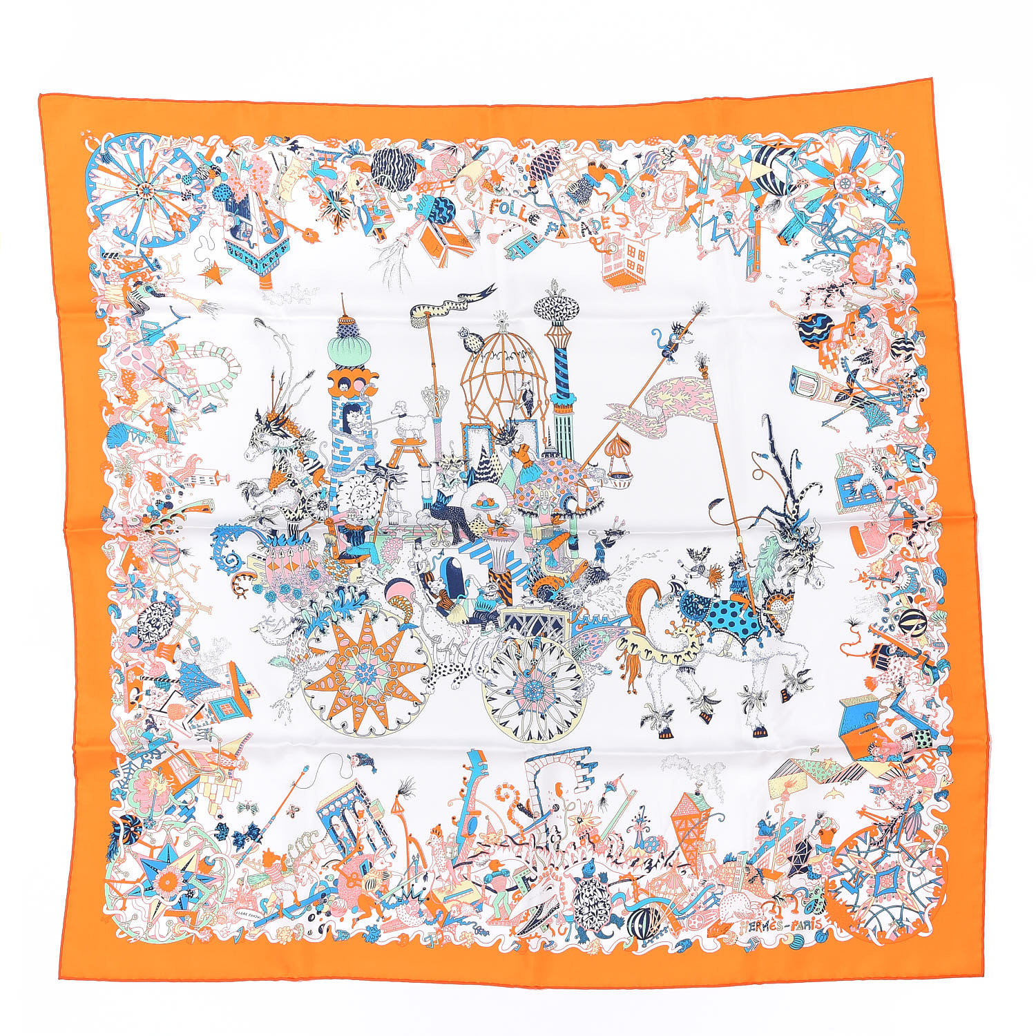 Hermes Silk La Folle Parade Scarf 90 5453 Fashionphile