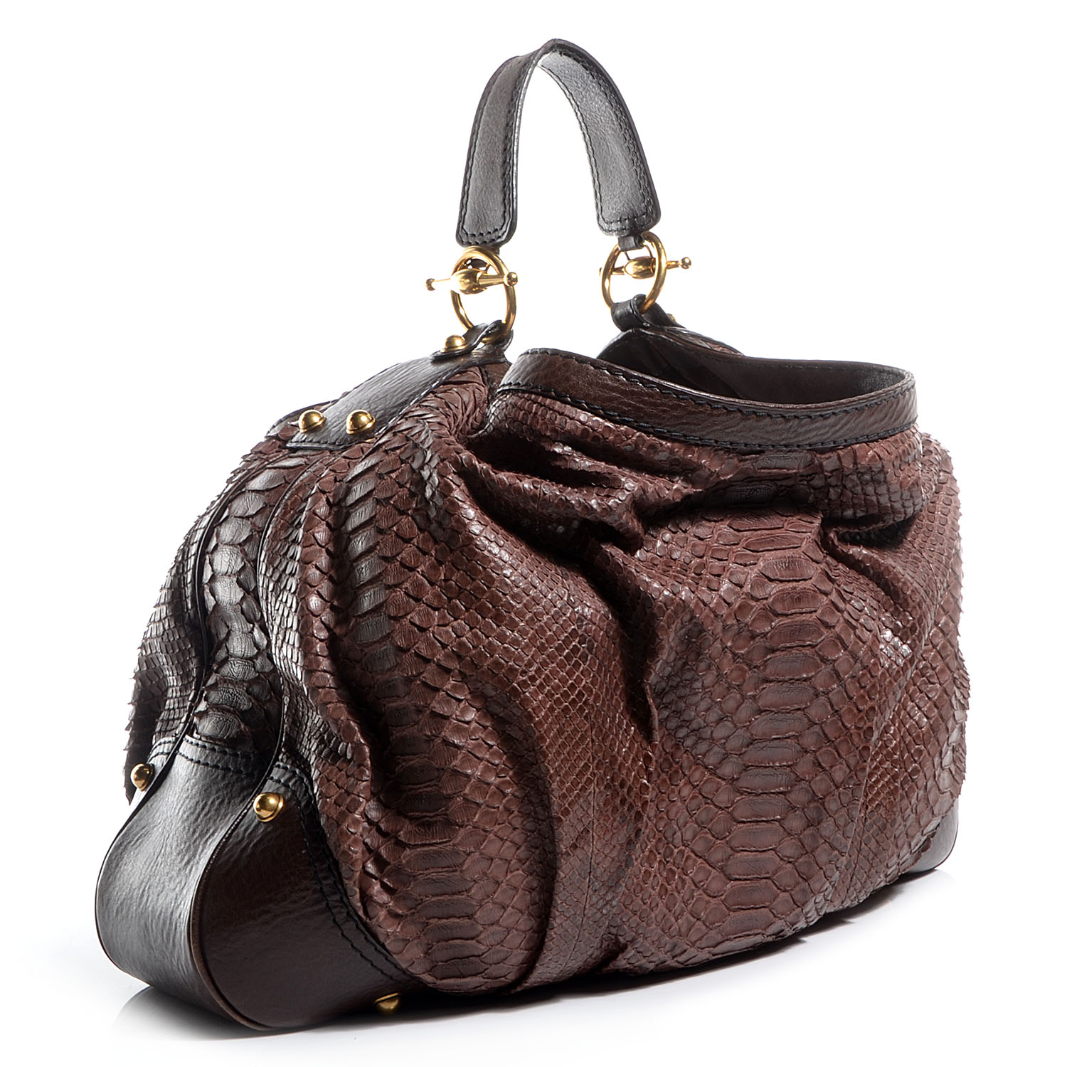 GUCCI Python Large Jockey Hobo Brown 78931