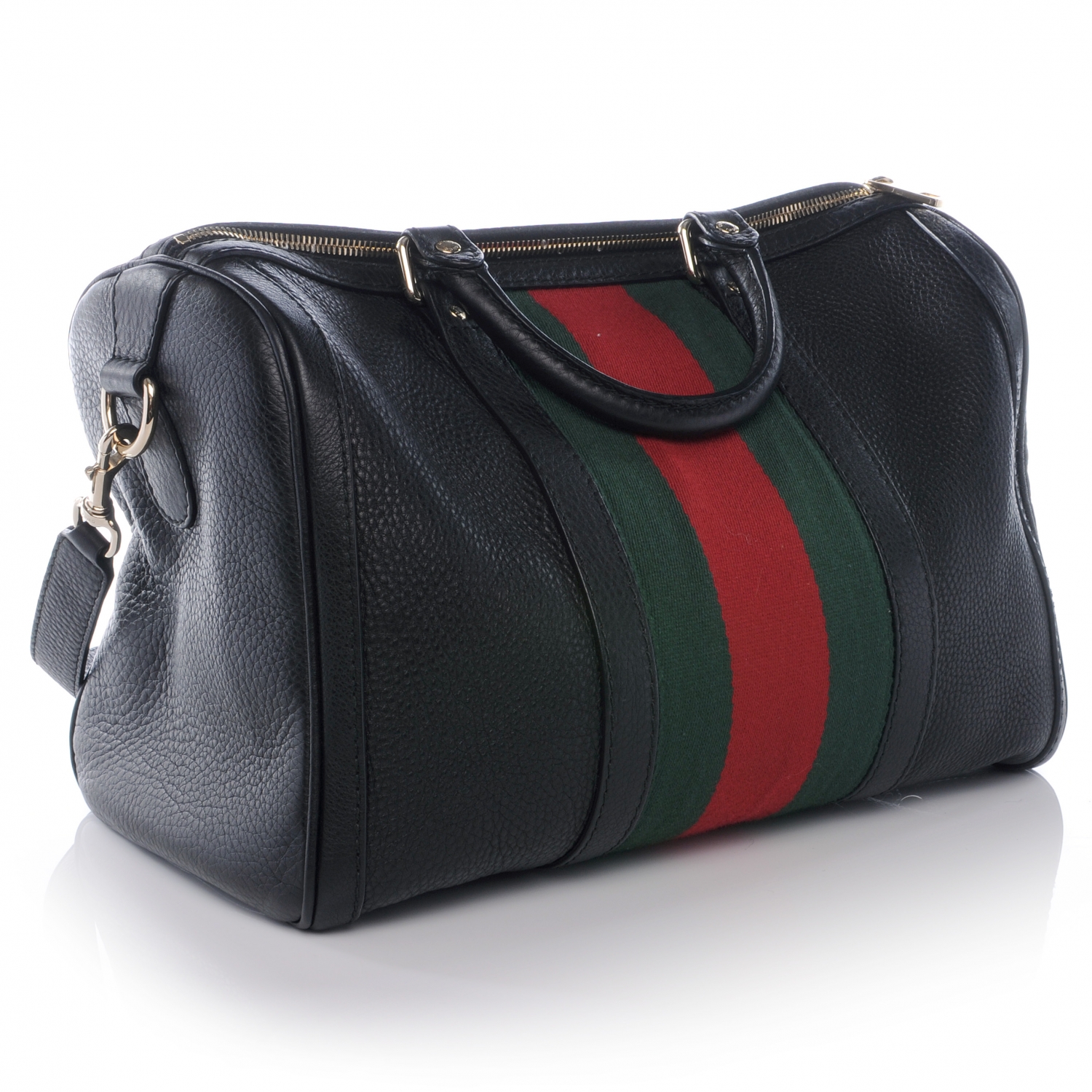 gucci black leather boston bag