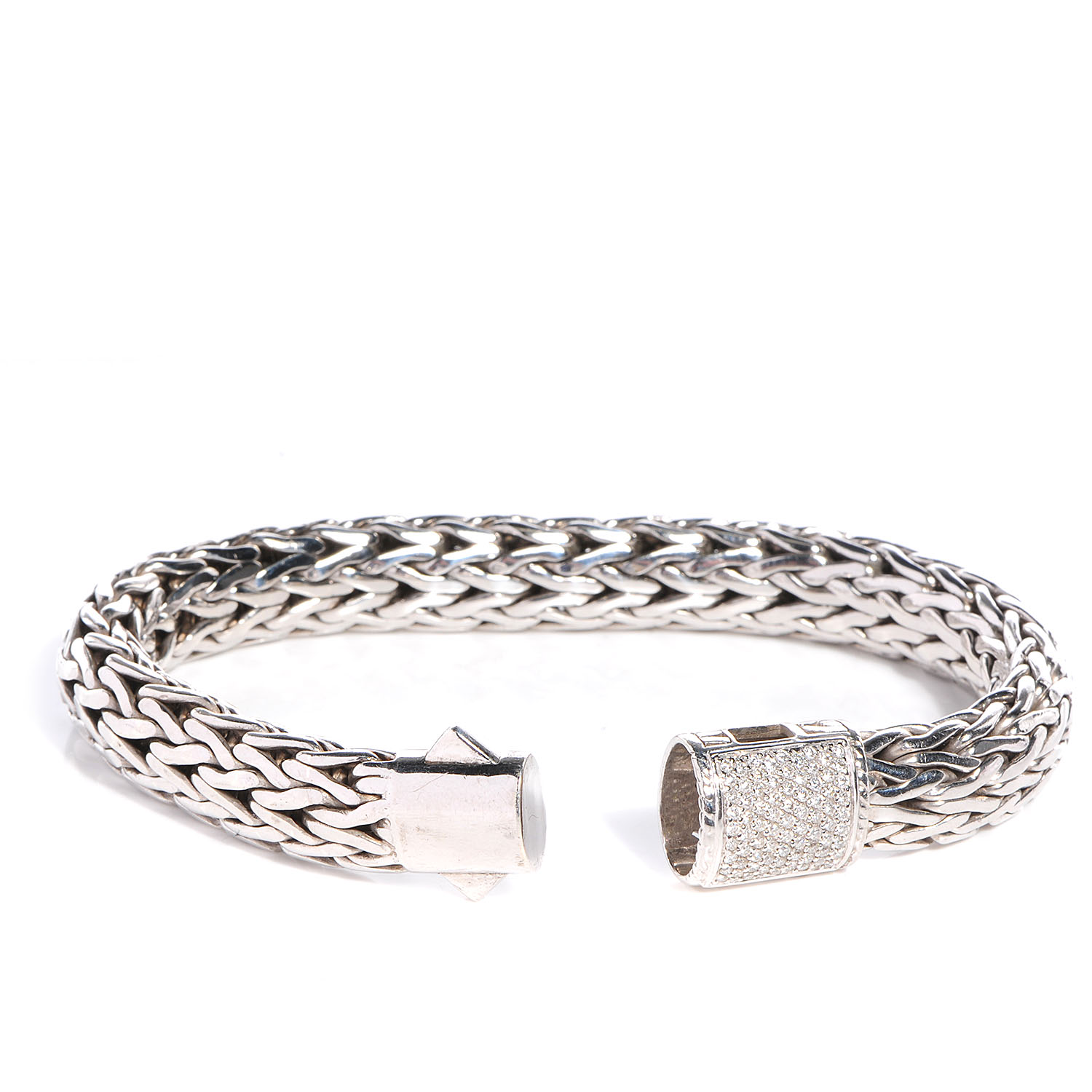 JOHN HARDY Sterling Silver Pave Diamonds Classic Chain Clasp Bracelet ...