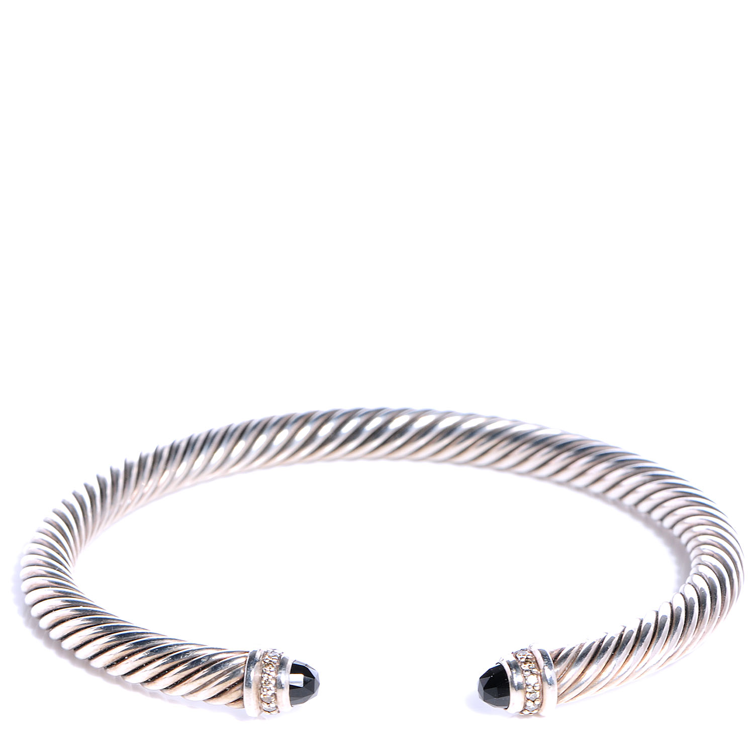 DAVID YURMAN Sterling Silver Pave Diamond Black Onyx 5mm Cable Classics ...